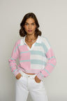 Colorblock Cropped Stripe Polo
