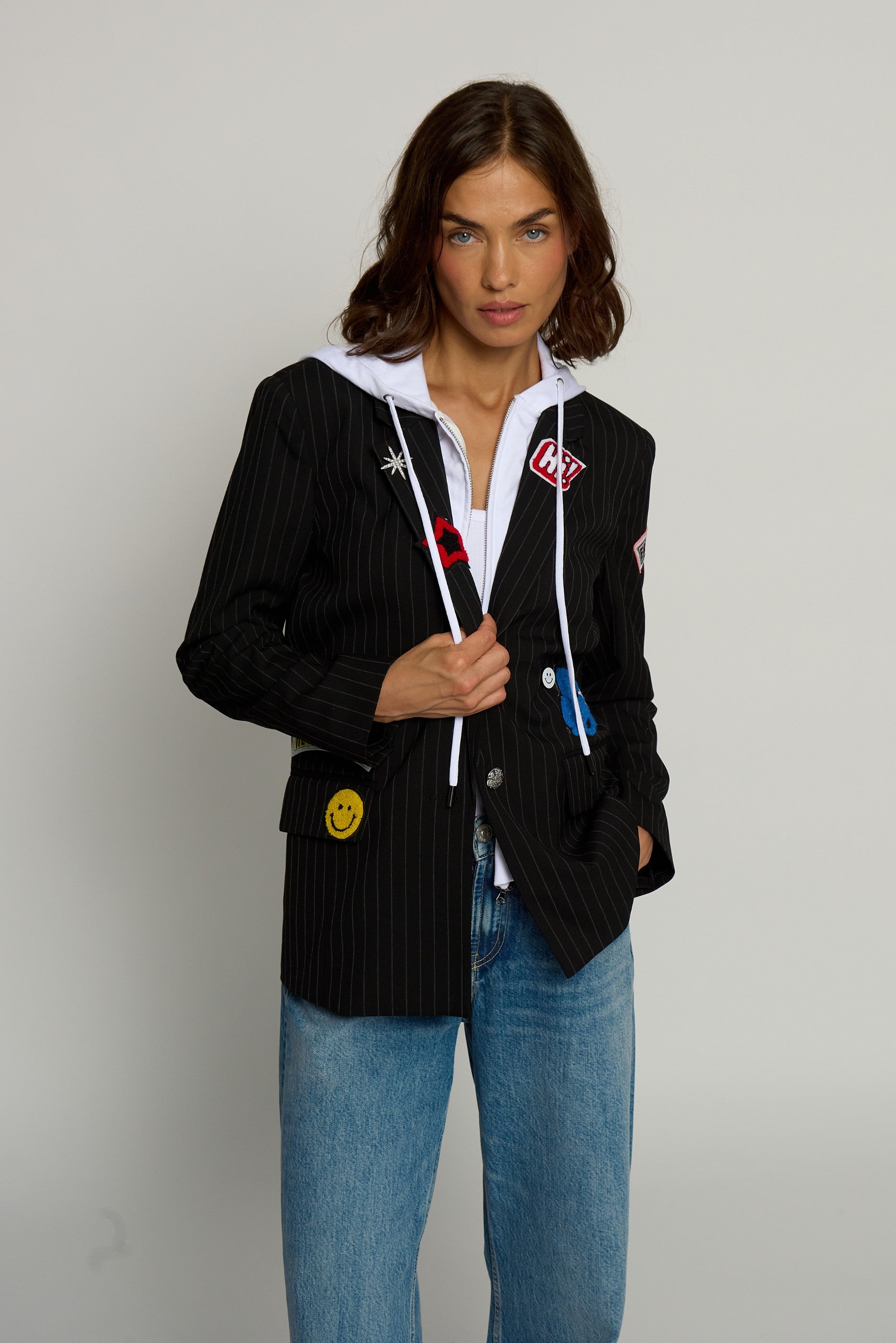 Pinstripe Patch Blazer