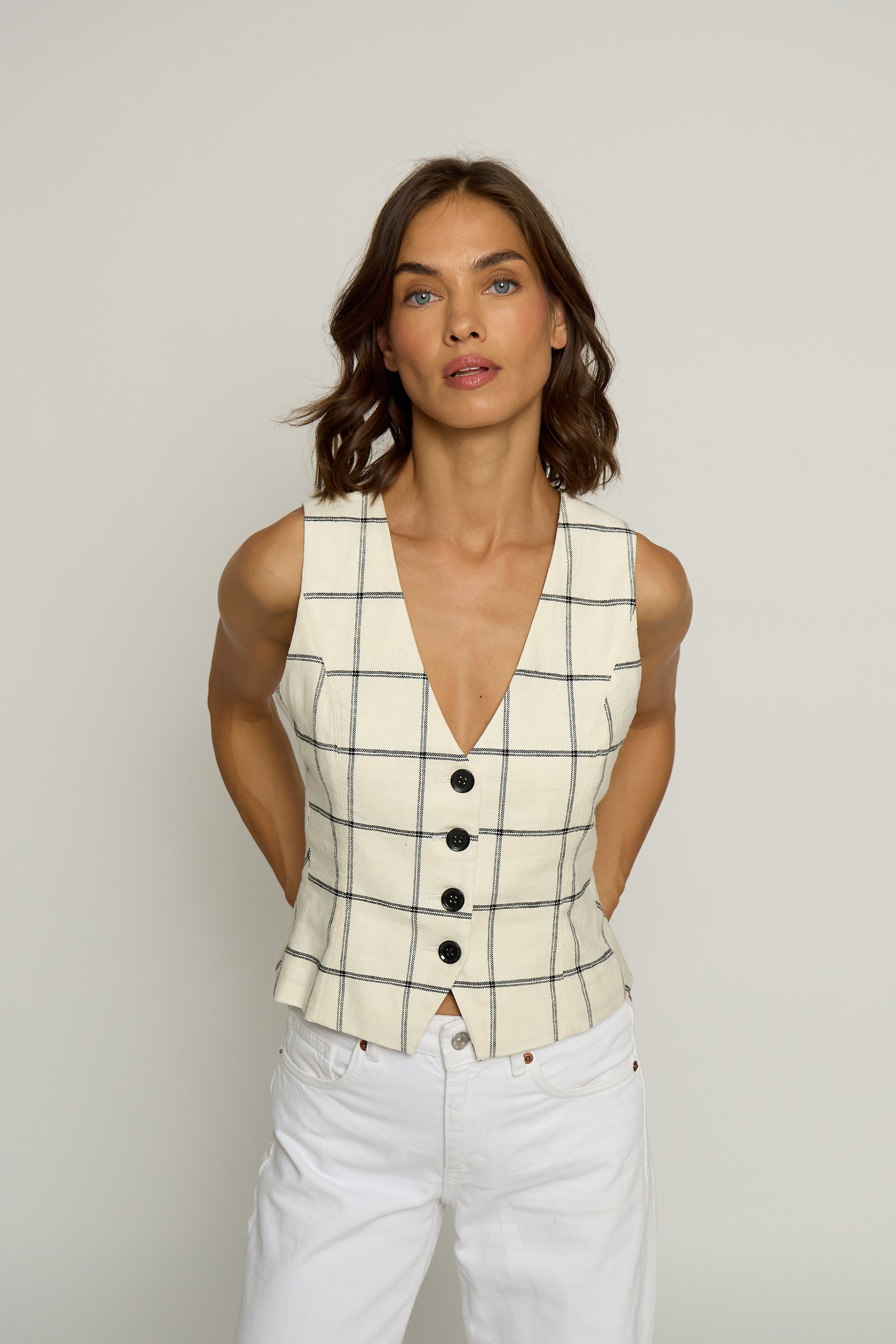 Two Tone Linen Vest