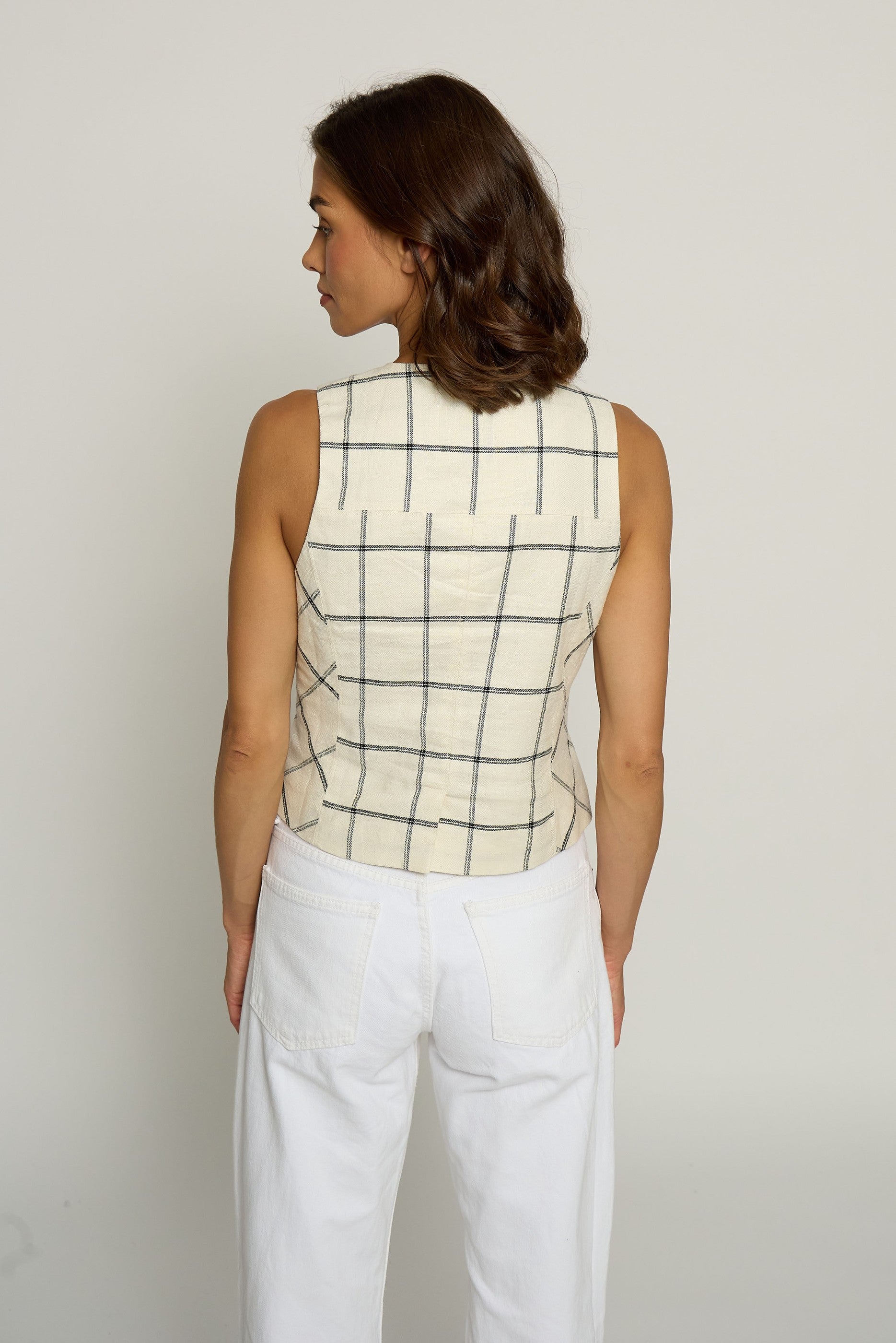 Two Tone Linen Vest