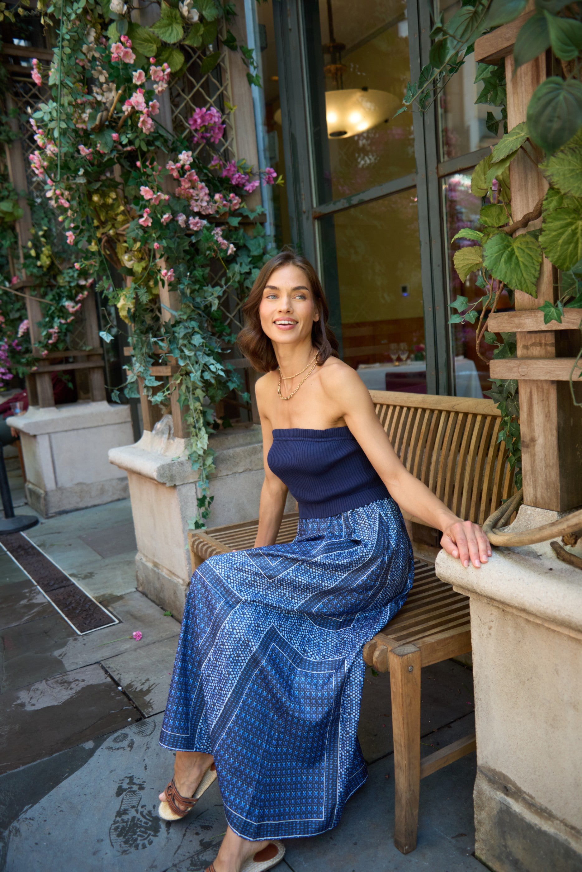 Tube Dress With Woven Skirt