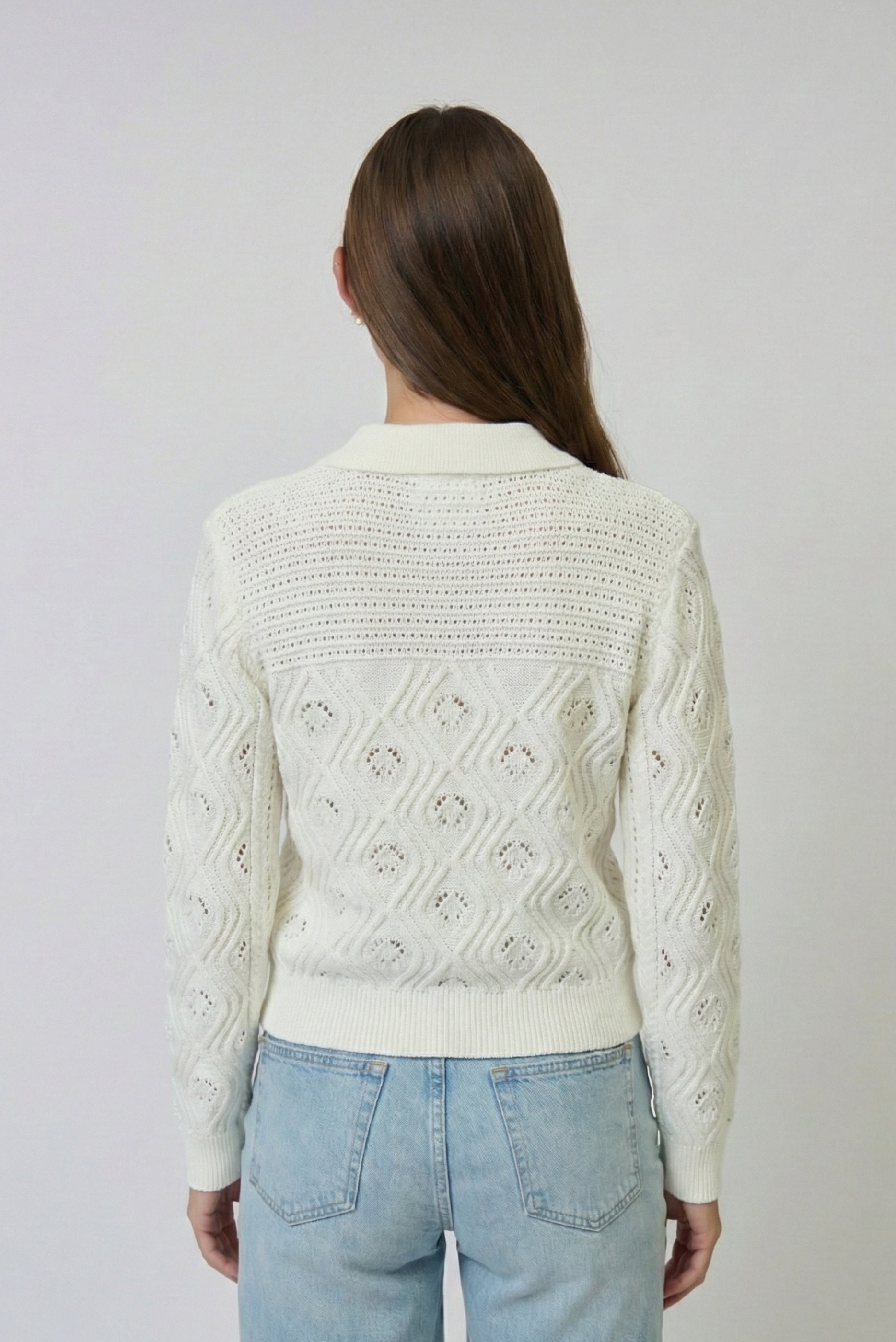 Allie Mixed Stitch Button Down Sweater