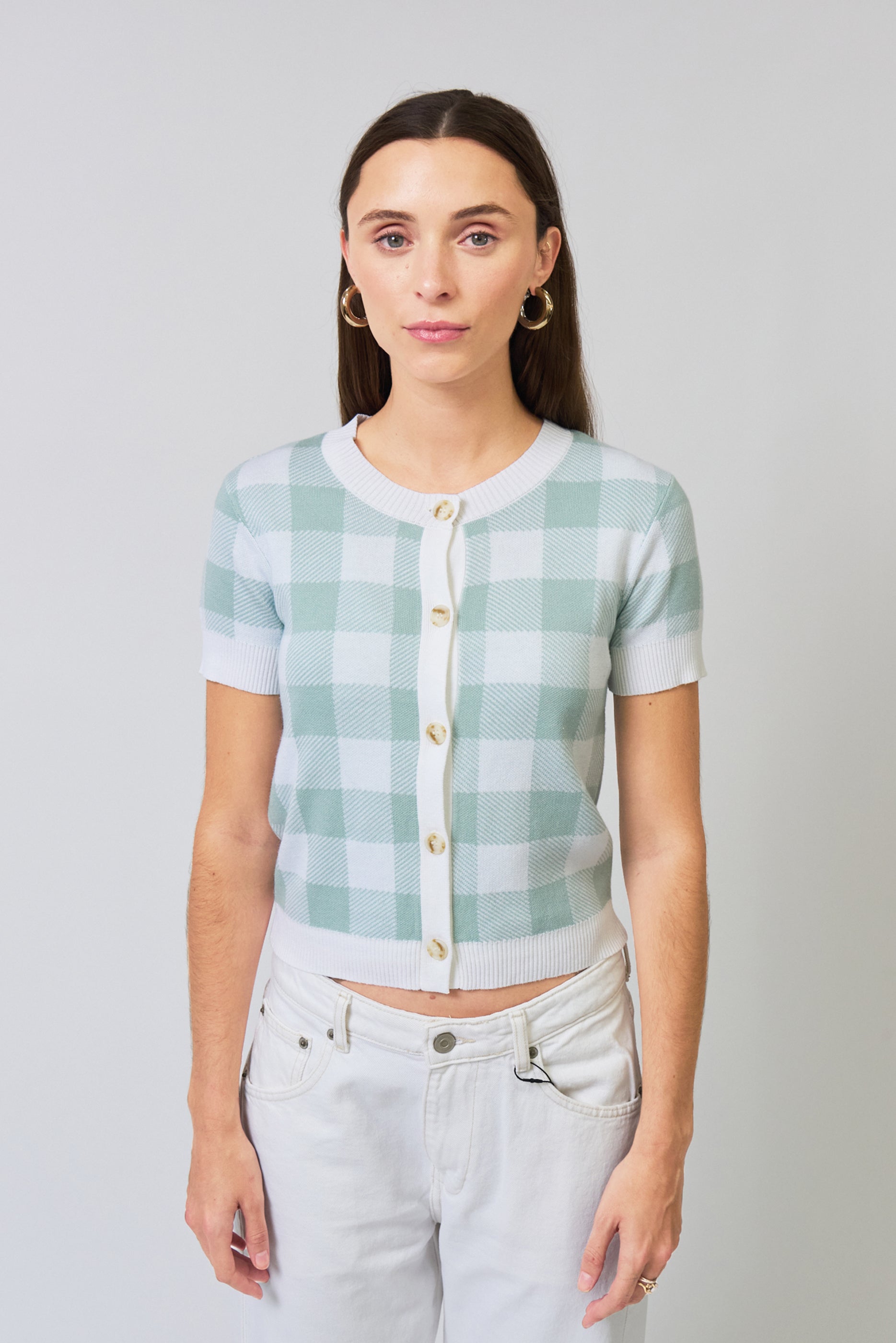 Laurel Gingham Jaquard Cardigan