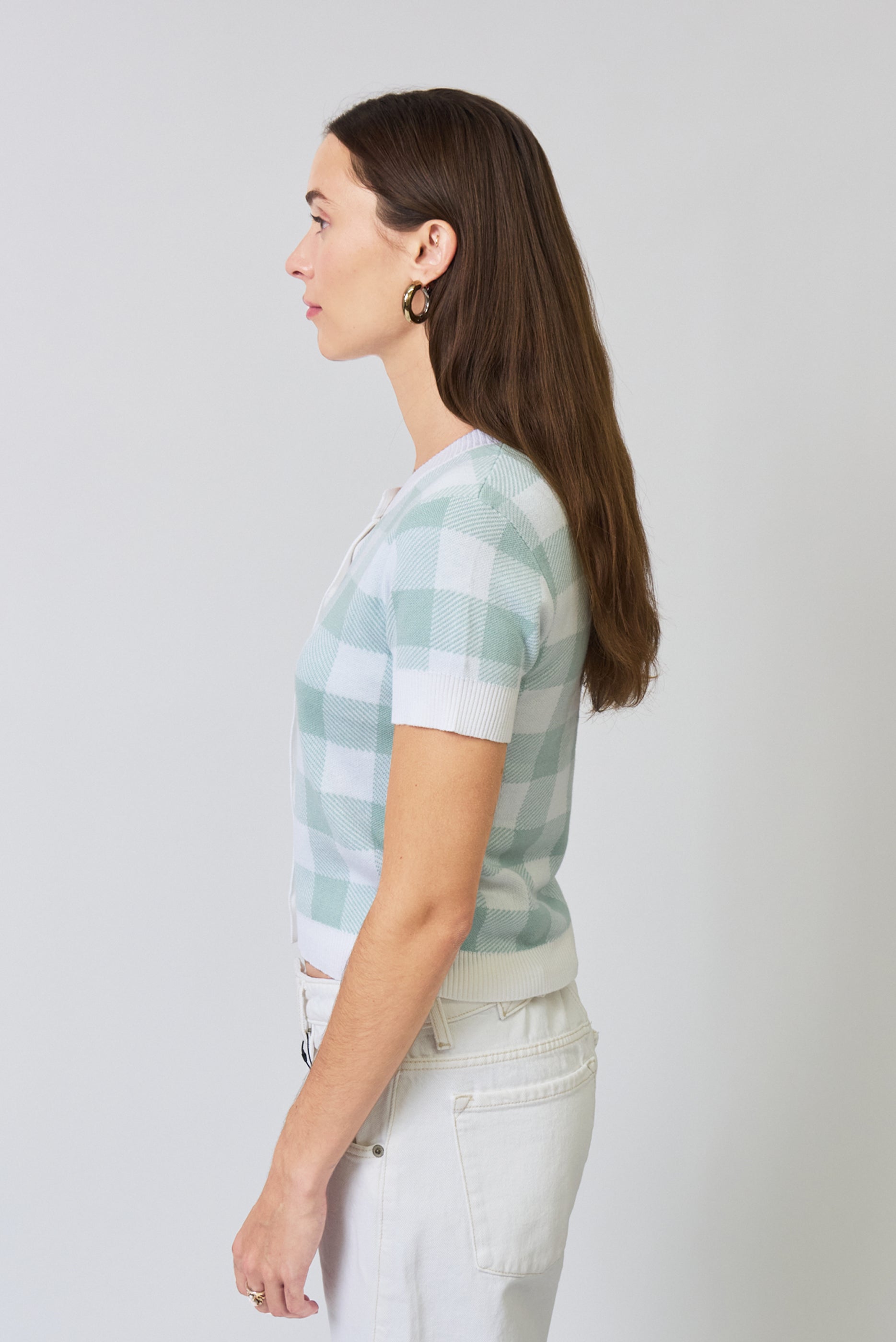 Laurel Gingham Jaquard Cardigan