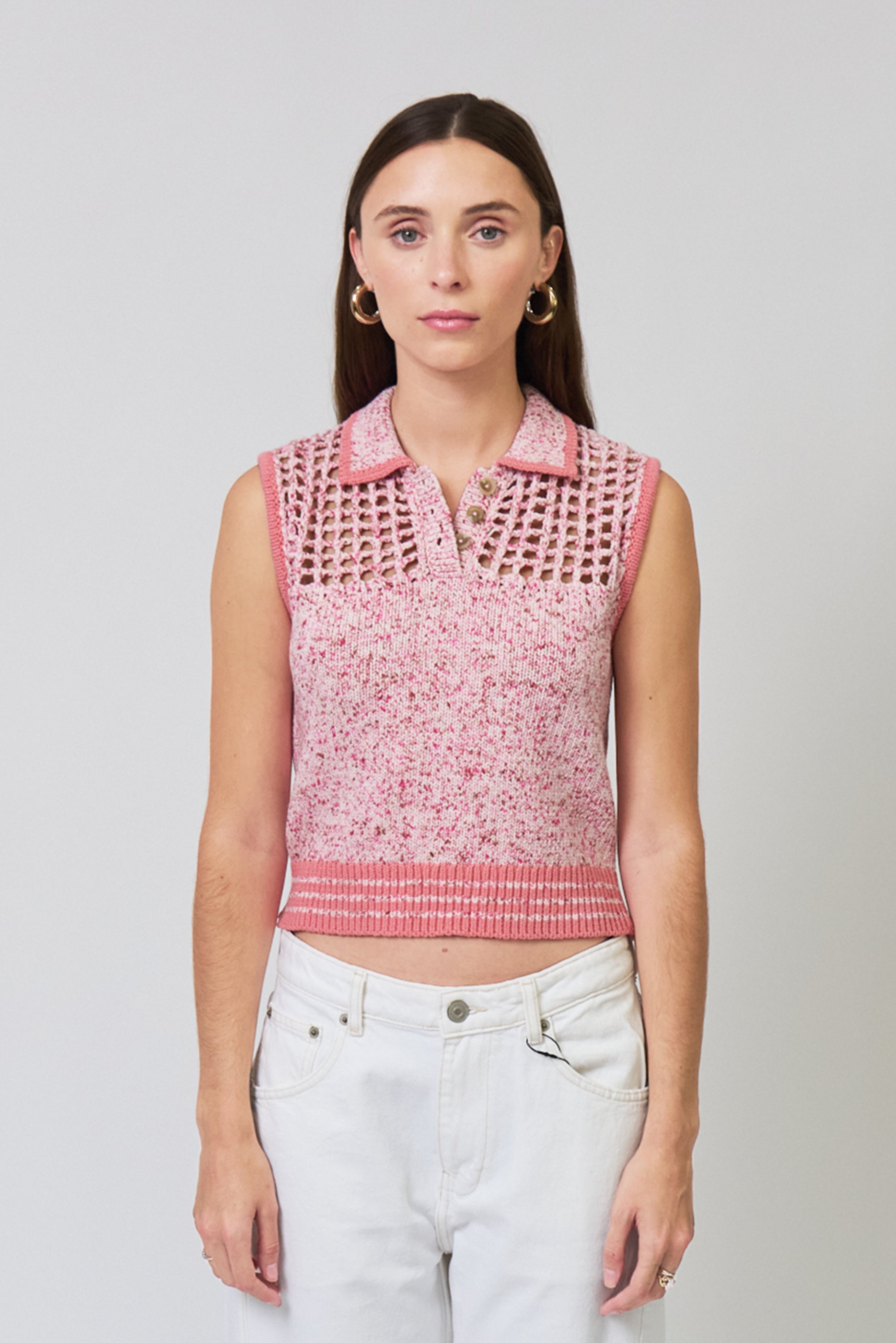 Clover Sleeveless Mesh Polo