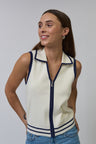 Allie Sleeveless Collared Zip Up