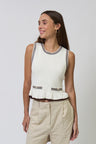 Chloe Ruffle Hem Mixed Herringbone Shell
