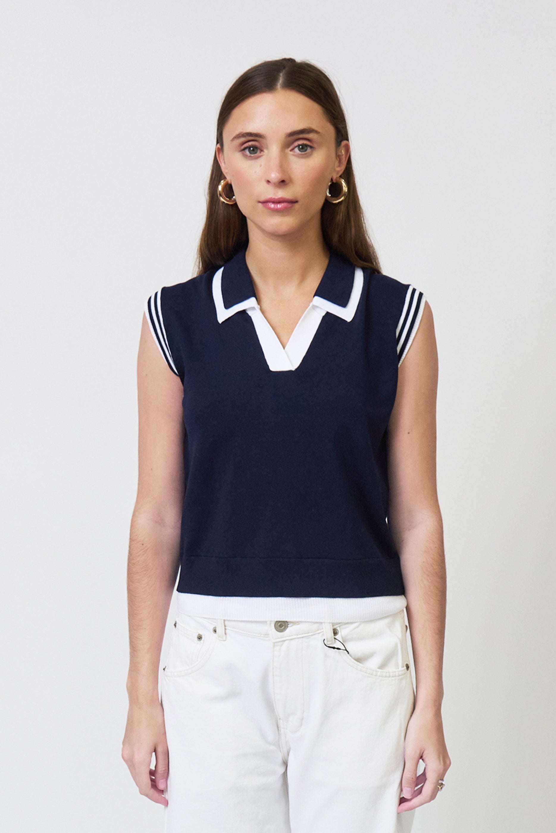 Brooklyn Sheer Double Layer Twofer Polo