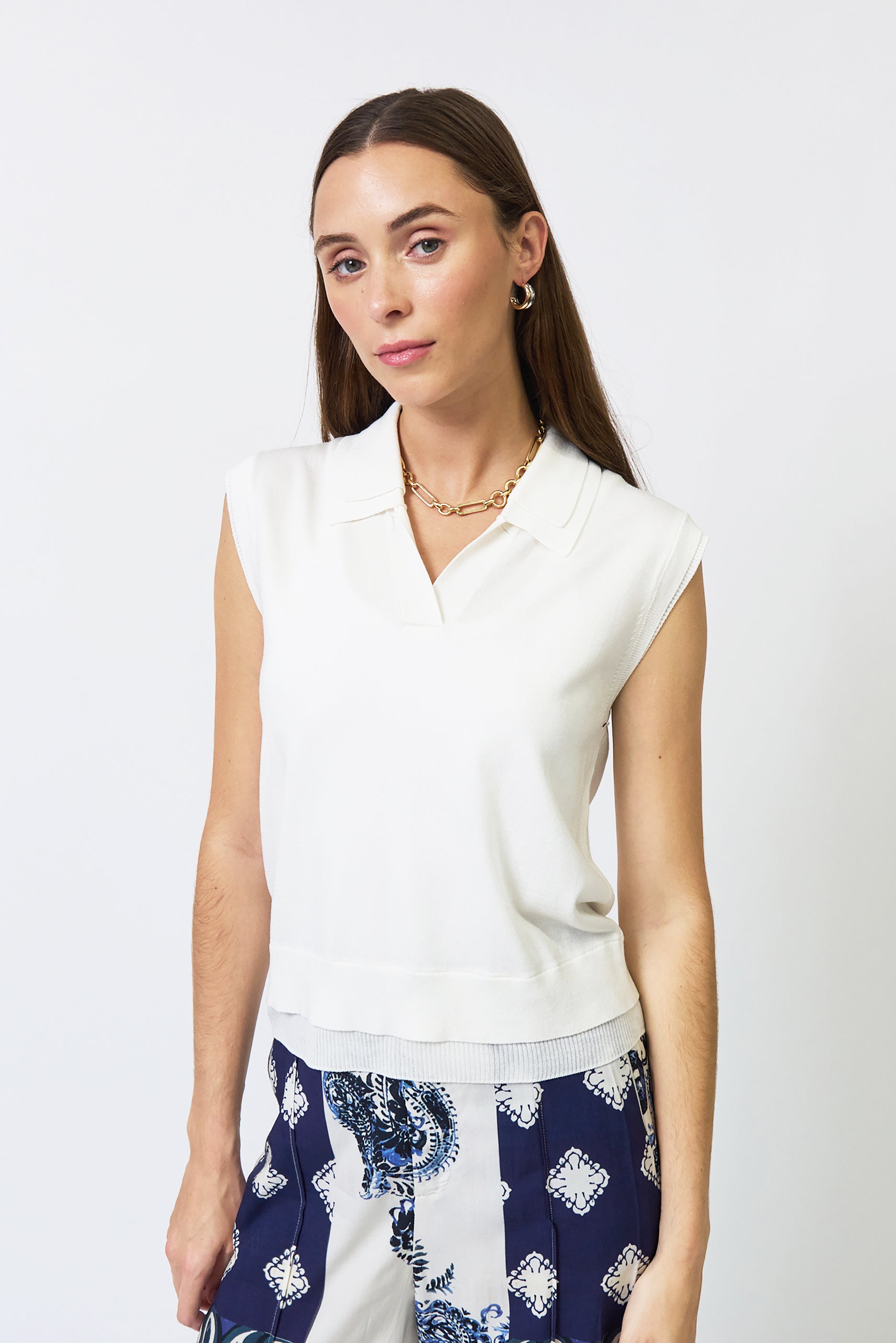 Brooklyn Sheer Double Layer Twofer Polo
