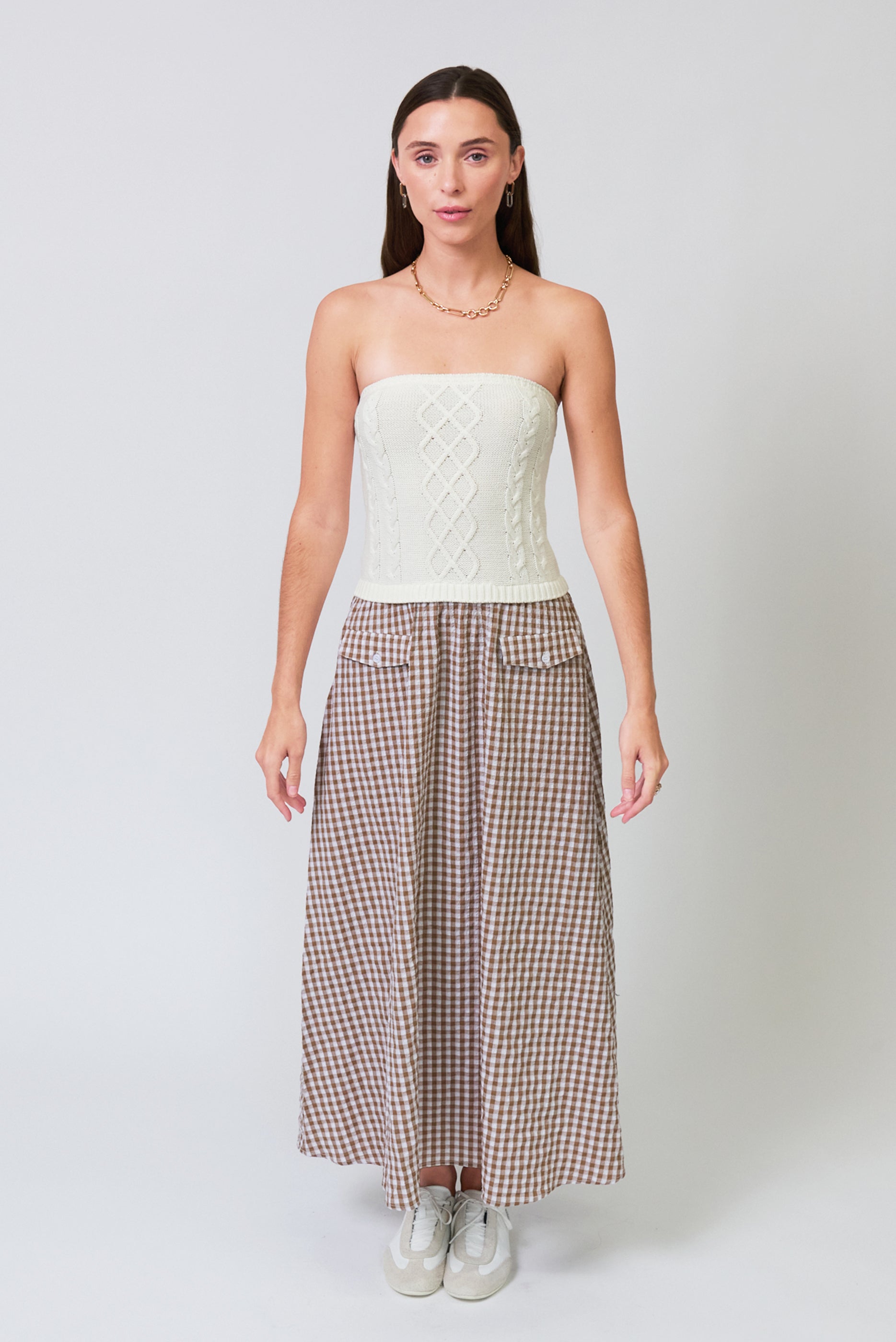 Laurel Cable Gingham Twofor Dress