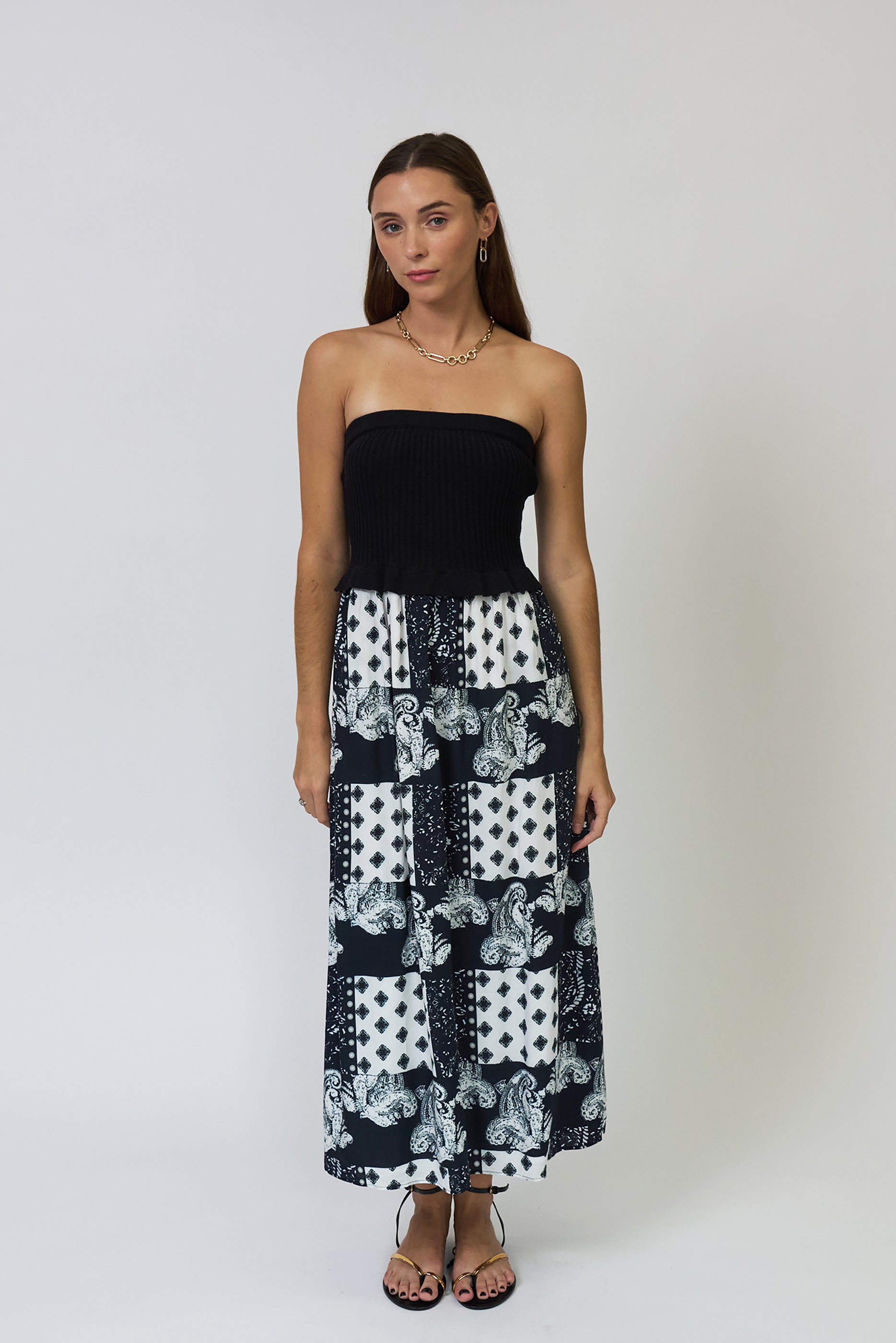 Charli Paisley Patchwork Twofer Dress