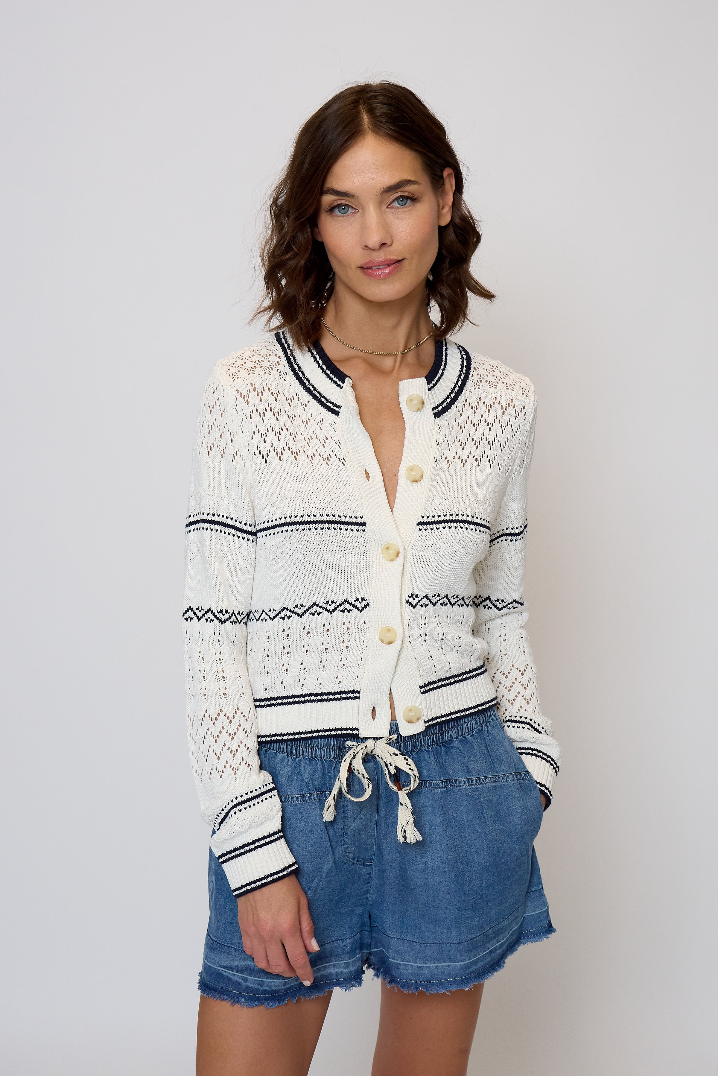 Emanuel Nautical Stripe Cardigan