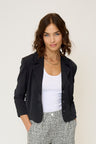 Olive Cropped Scrunch Sleeve Blazer