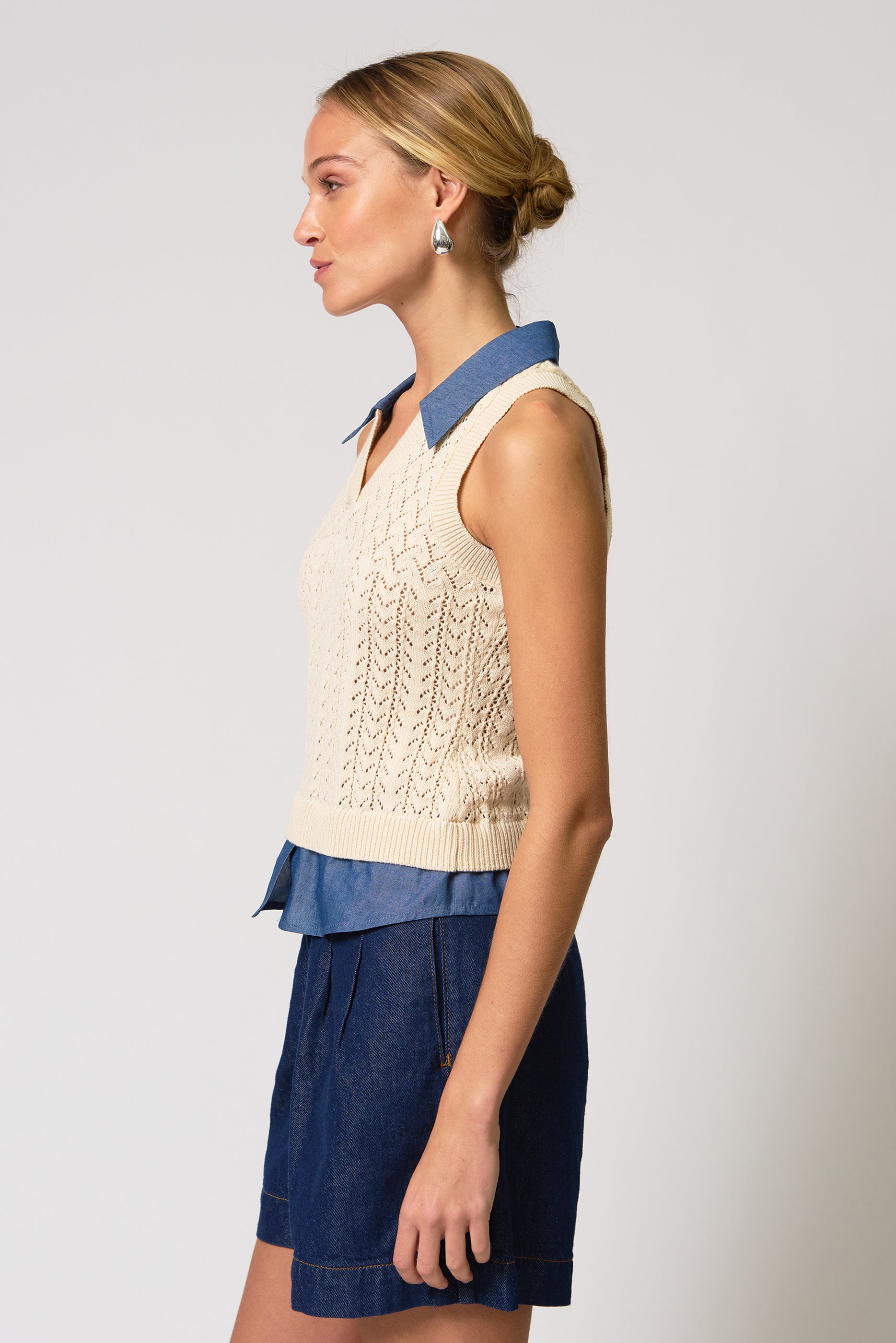 Hazel Pointelle Stitch Halter Twofer