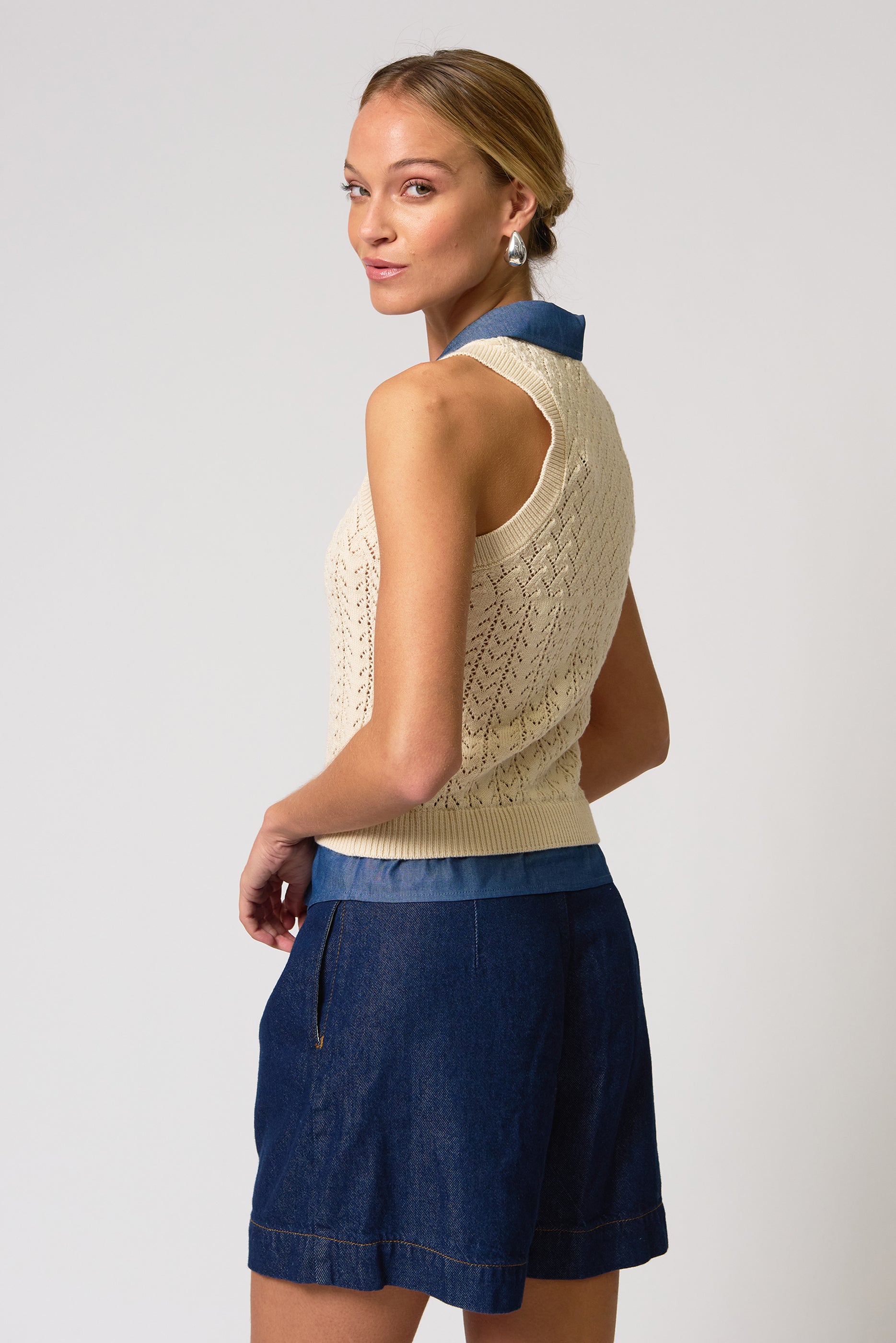 Hazel Pointelle Stitch Halter Twofer