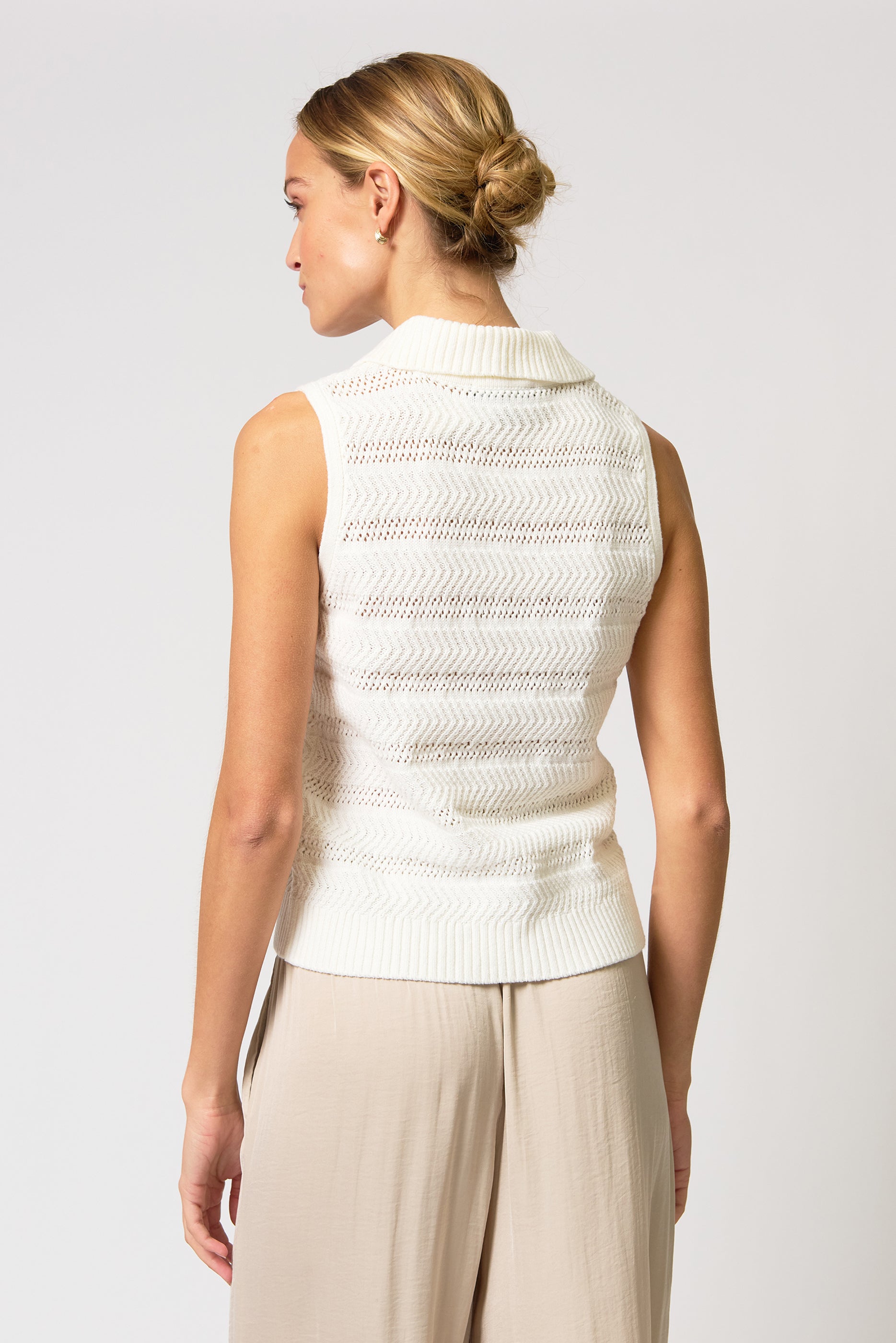 Avery Pointelle Johnny Collar