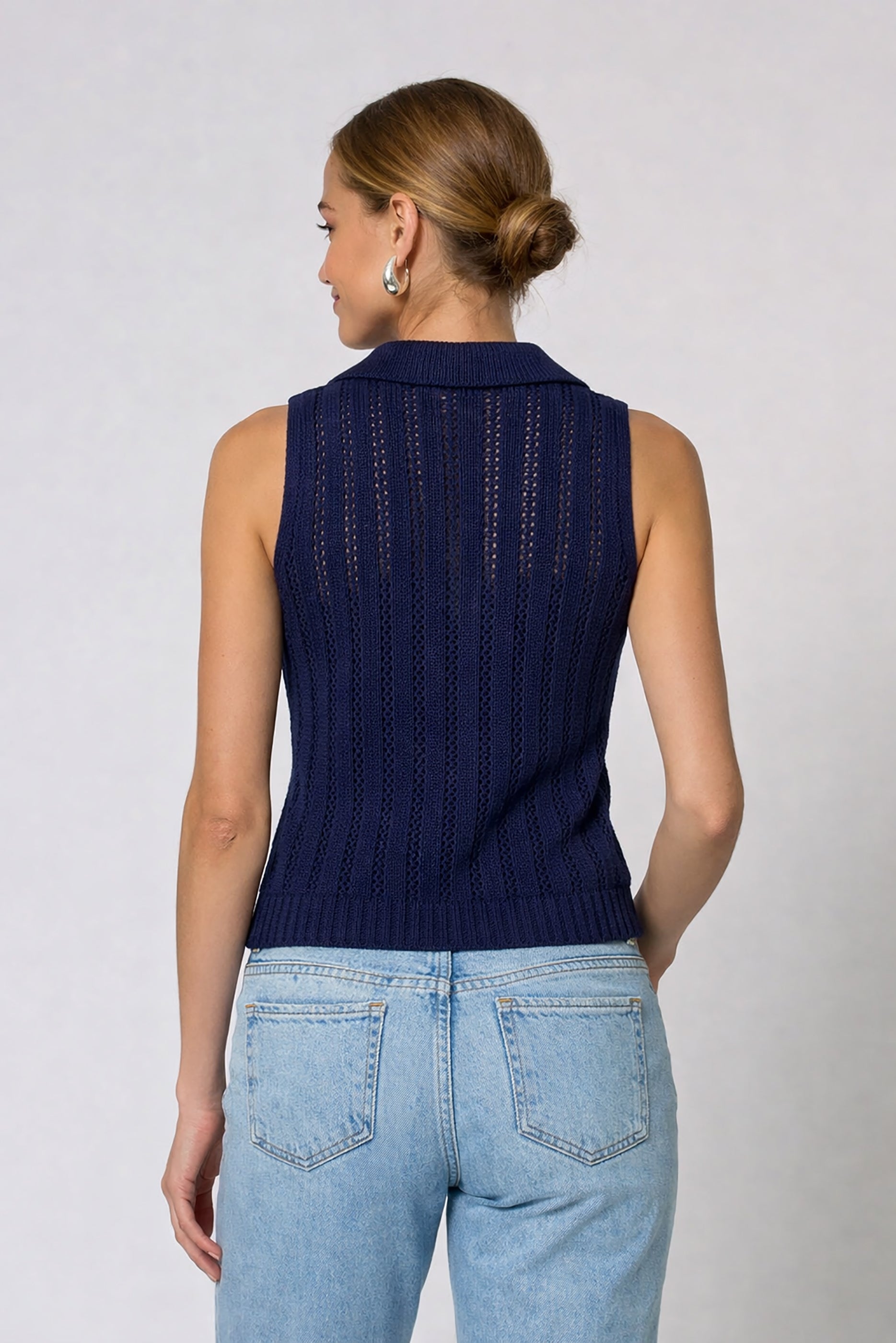 Francie Mesh Stitch Sleeveless Vest