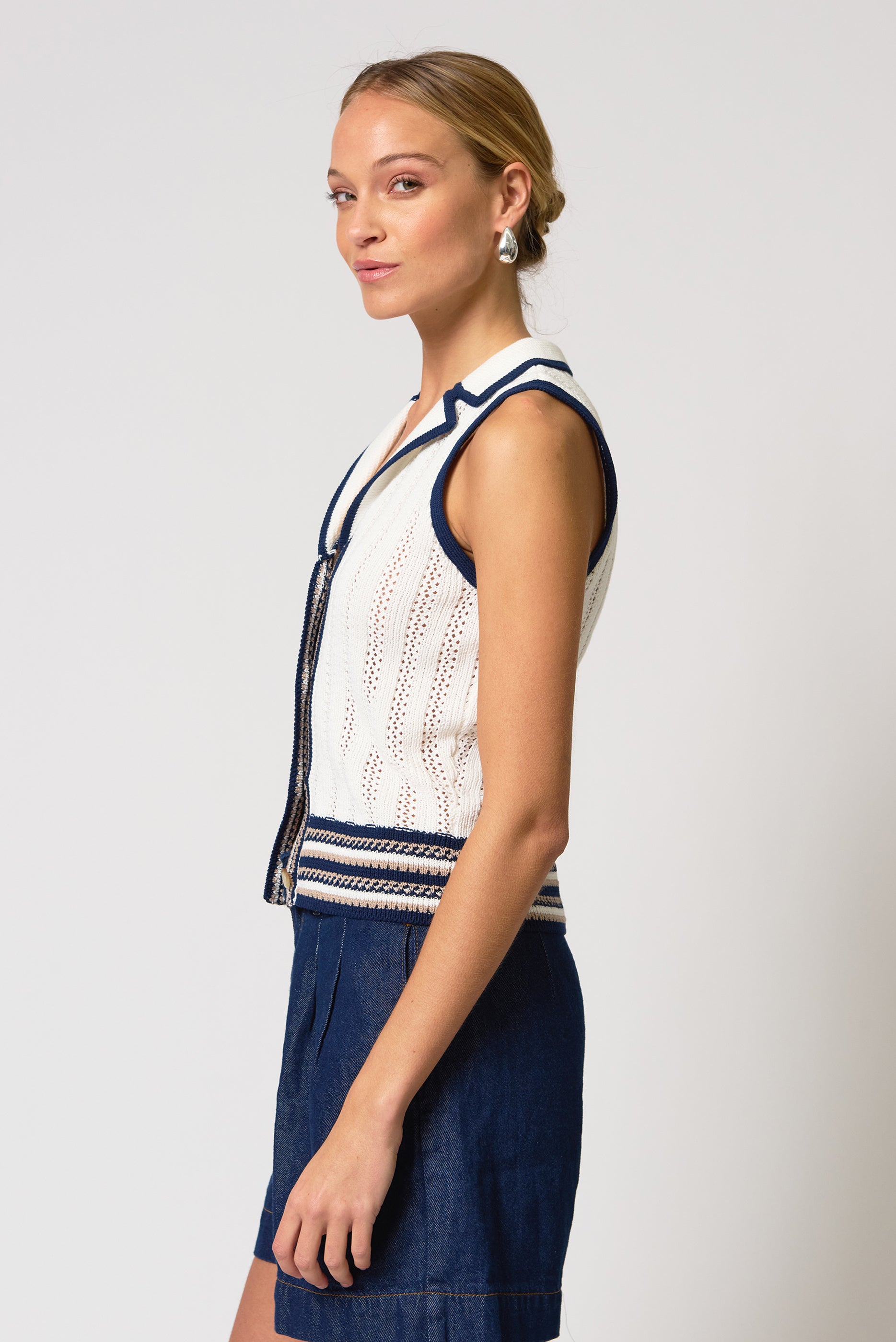 Francie Novelty Stitch Sleeveless Vest