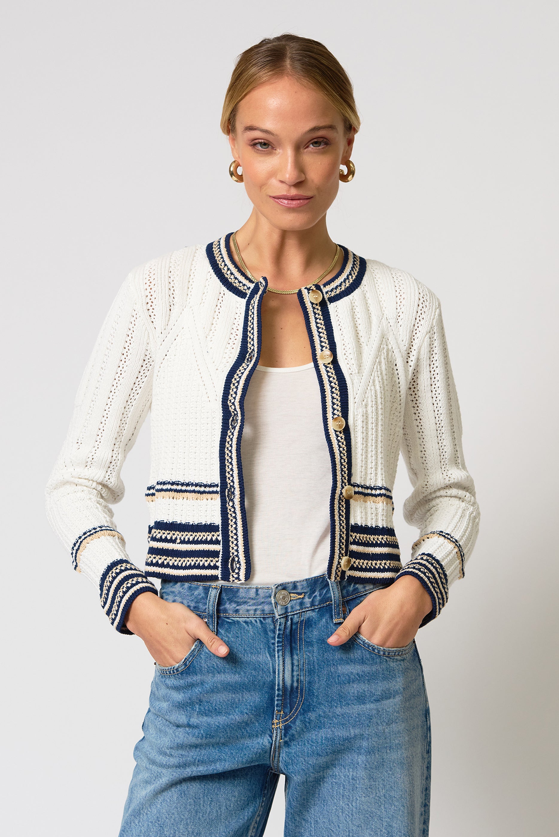 Francie Novelty Stitch Cardigan