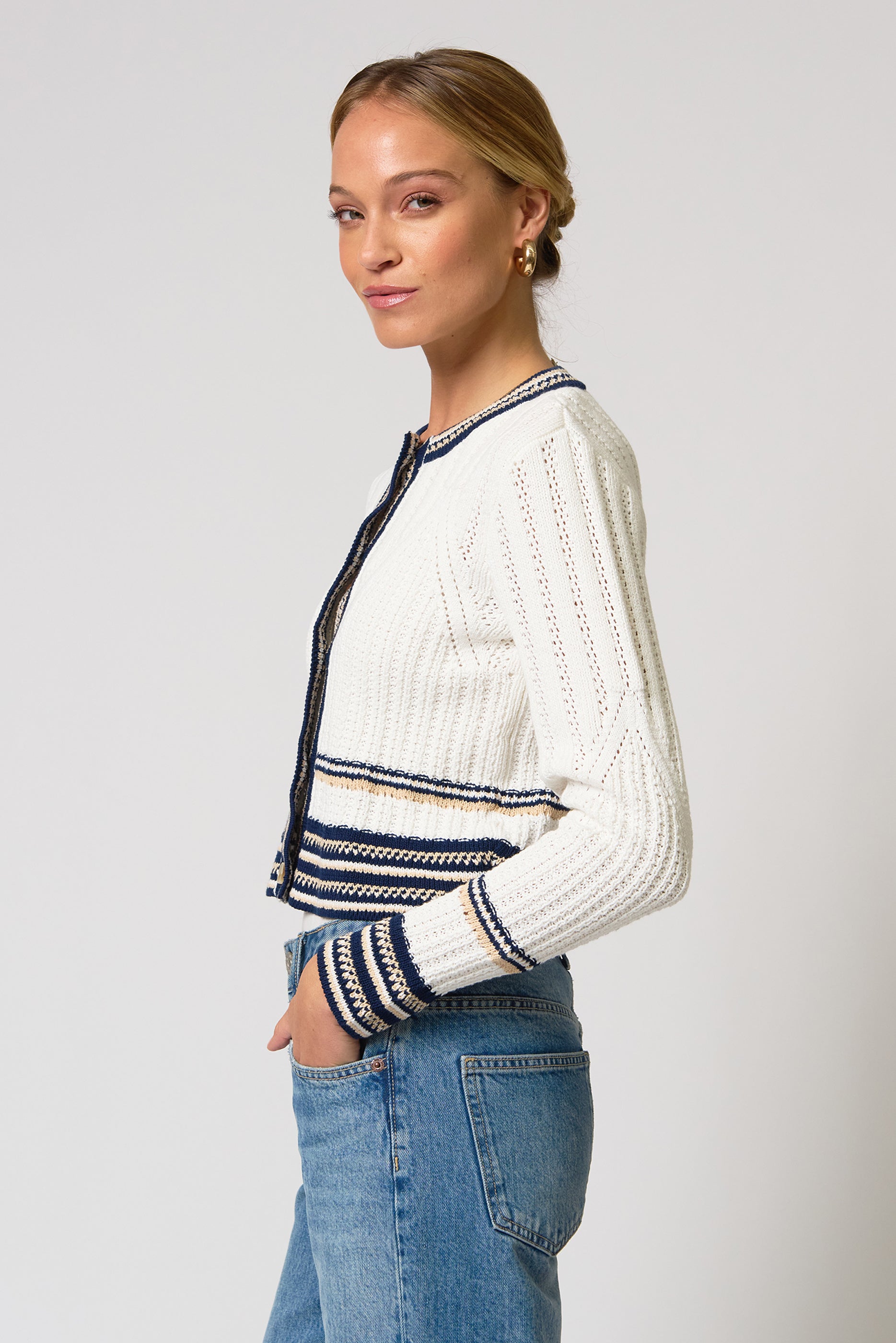 Francie Novelty Stitch Cardigan