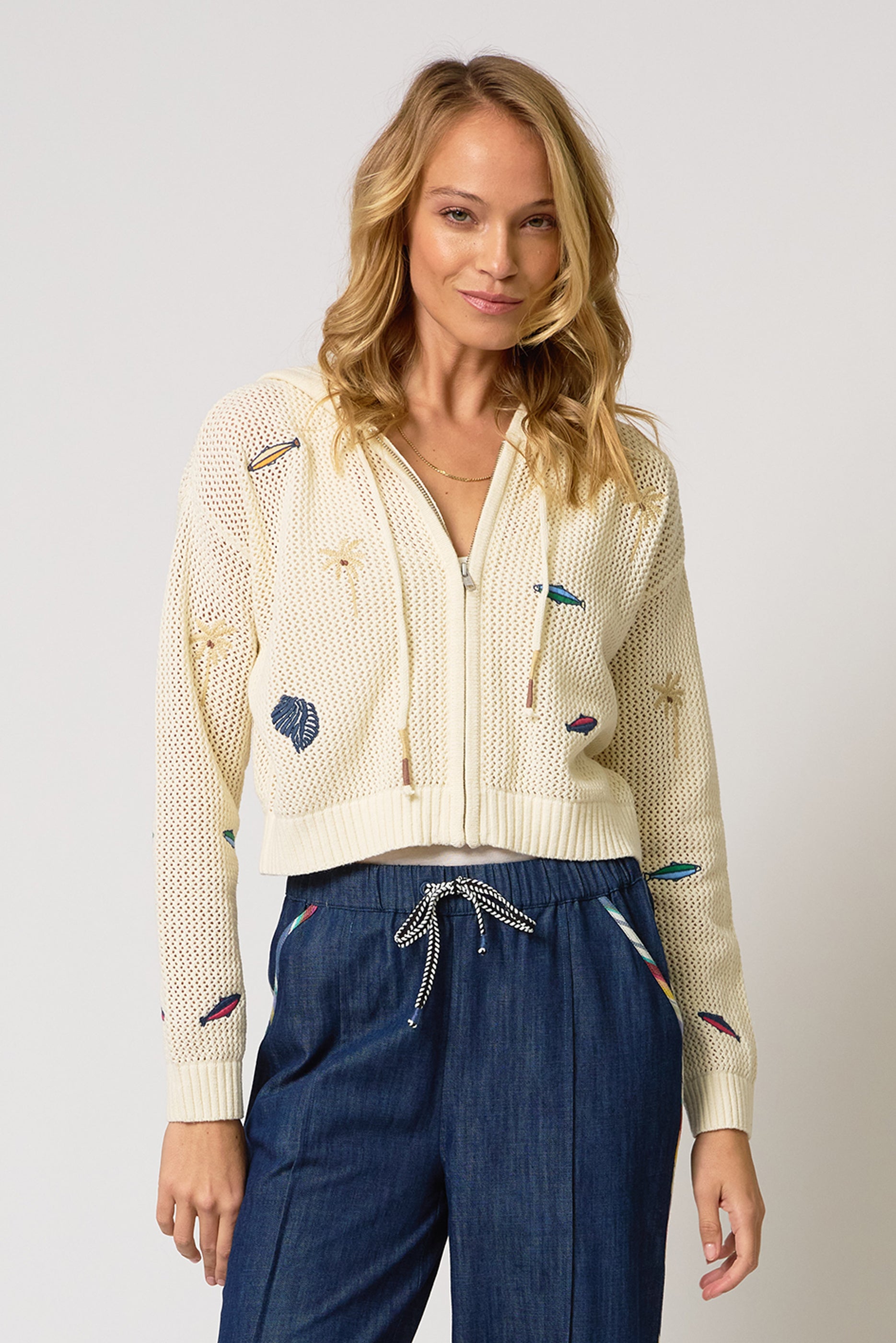 Eden Palm Tree Mesh Cardigan