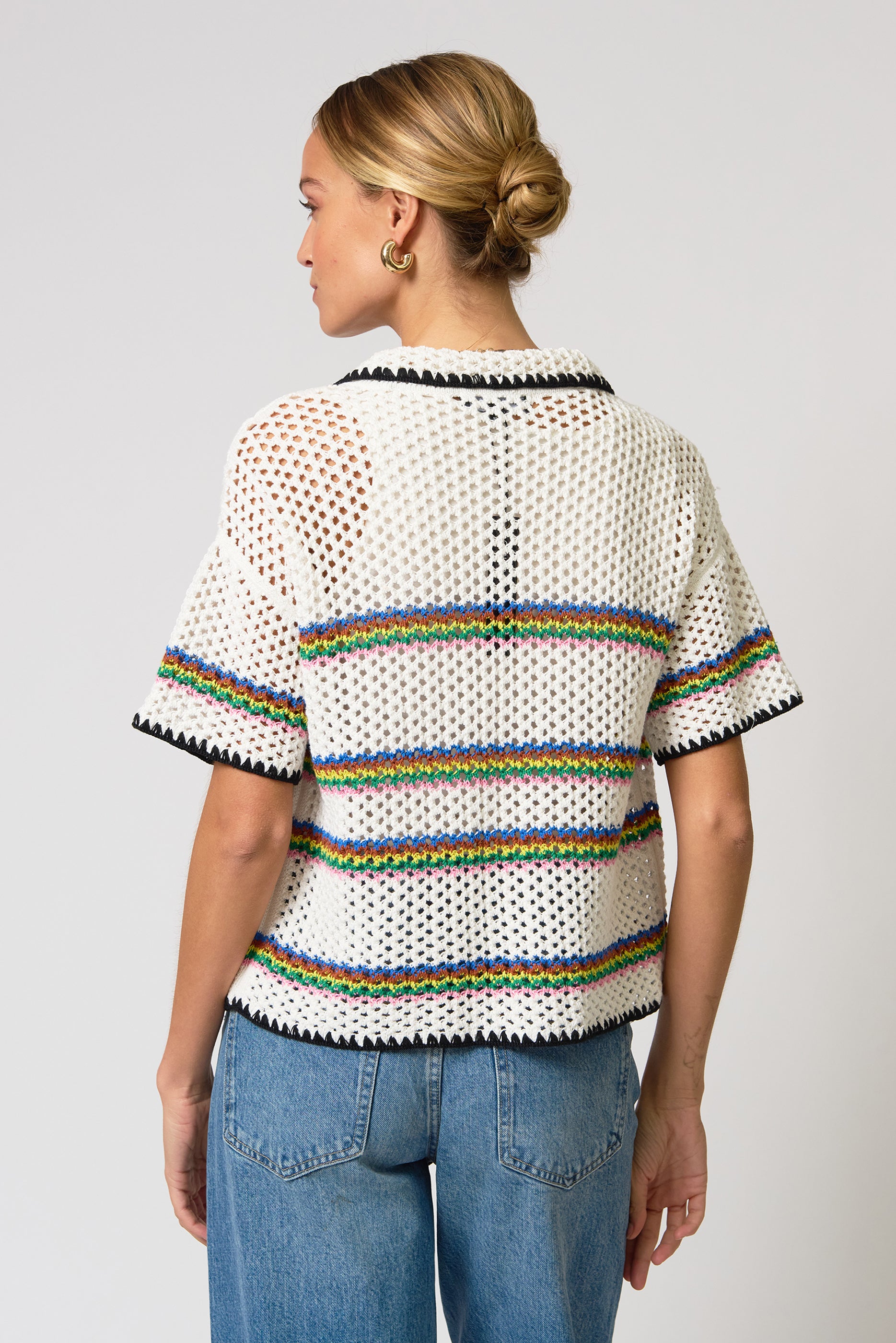 Noa Crochet Stripe Button Down