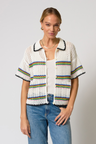 Noa Crochet Stripe Button Down