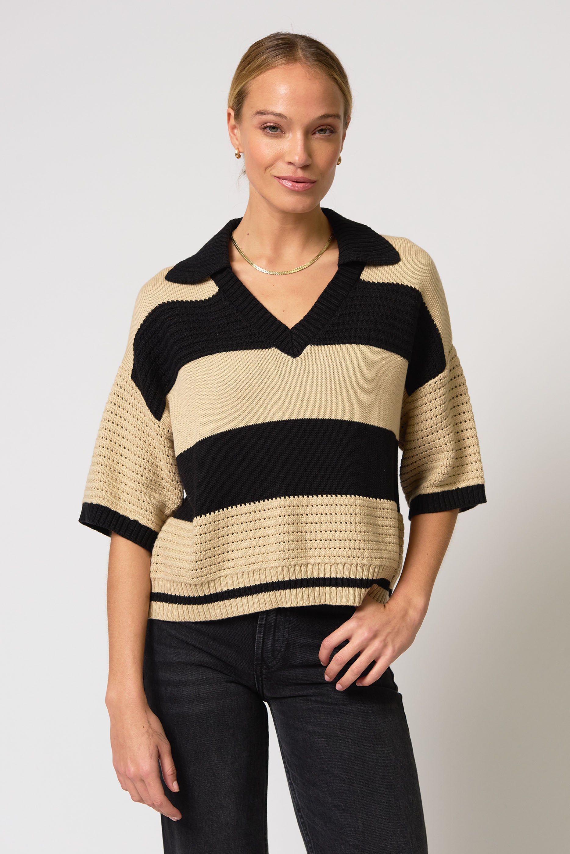 Dean Mixed Stitch Rugby Sweater