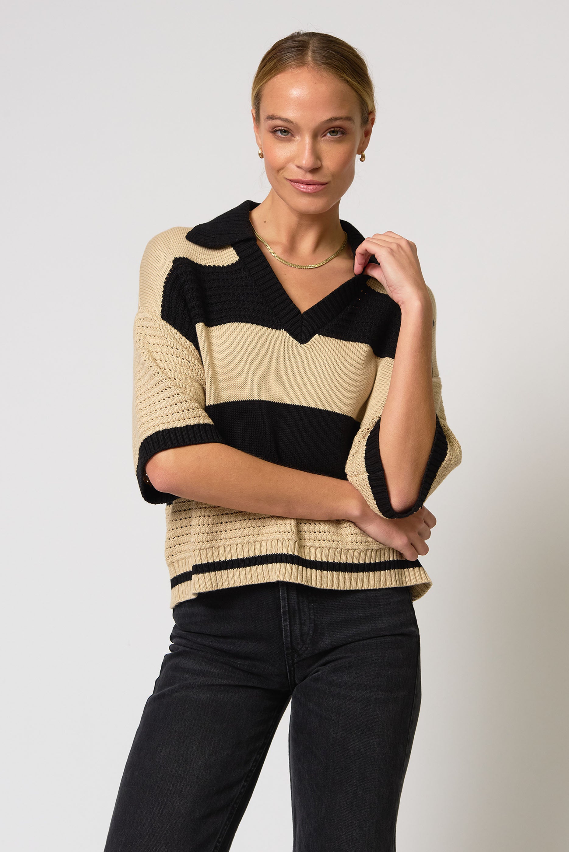 Dean Mixed Stitch Rugby Sweater