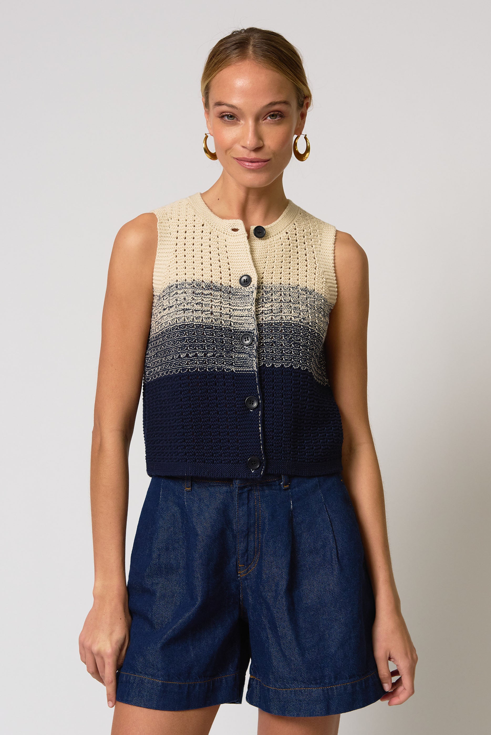 Jacy Gradient Crochet Vest
