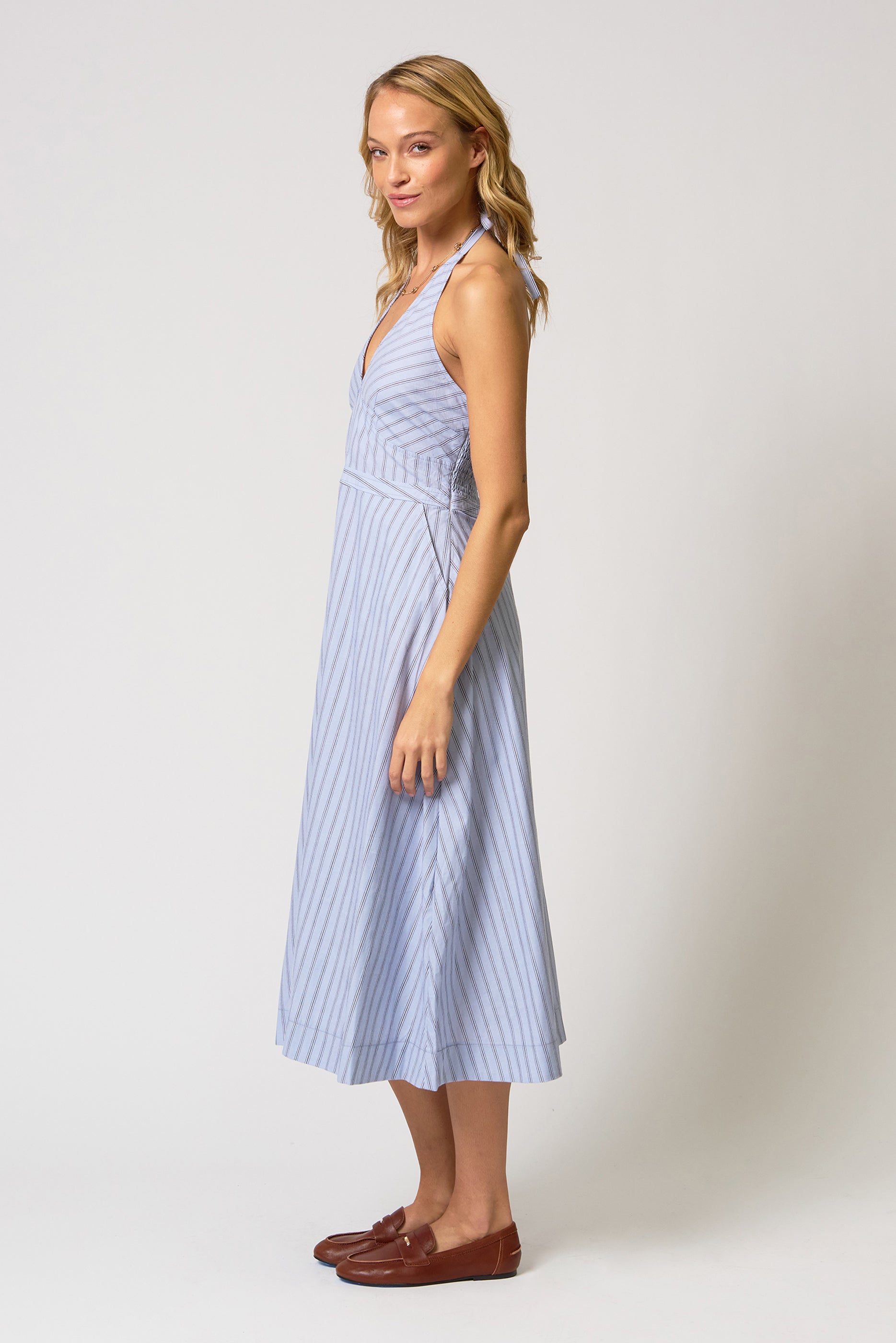 Ora Poplin Stripe Halter Dress