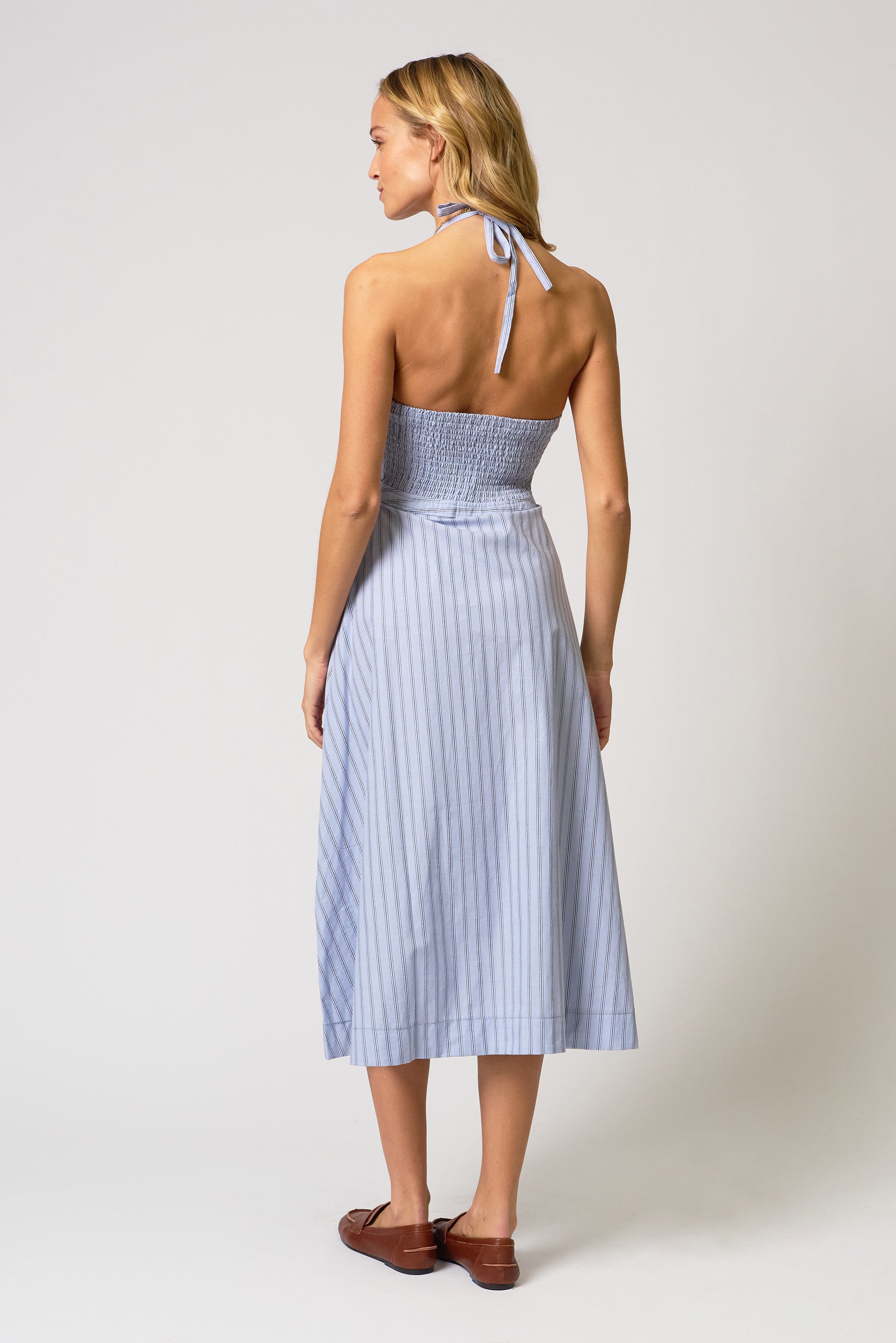 Ora Poplin Stripe Halter Dress