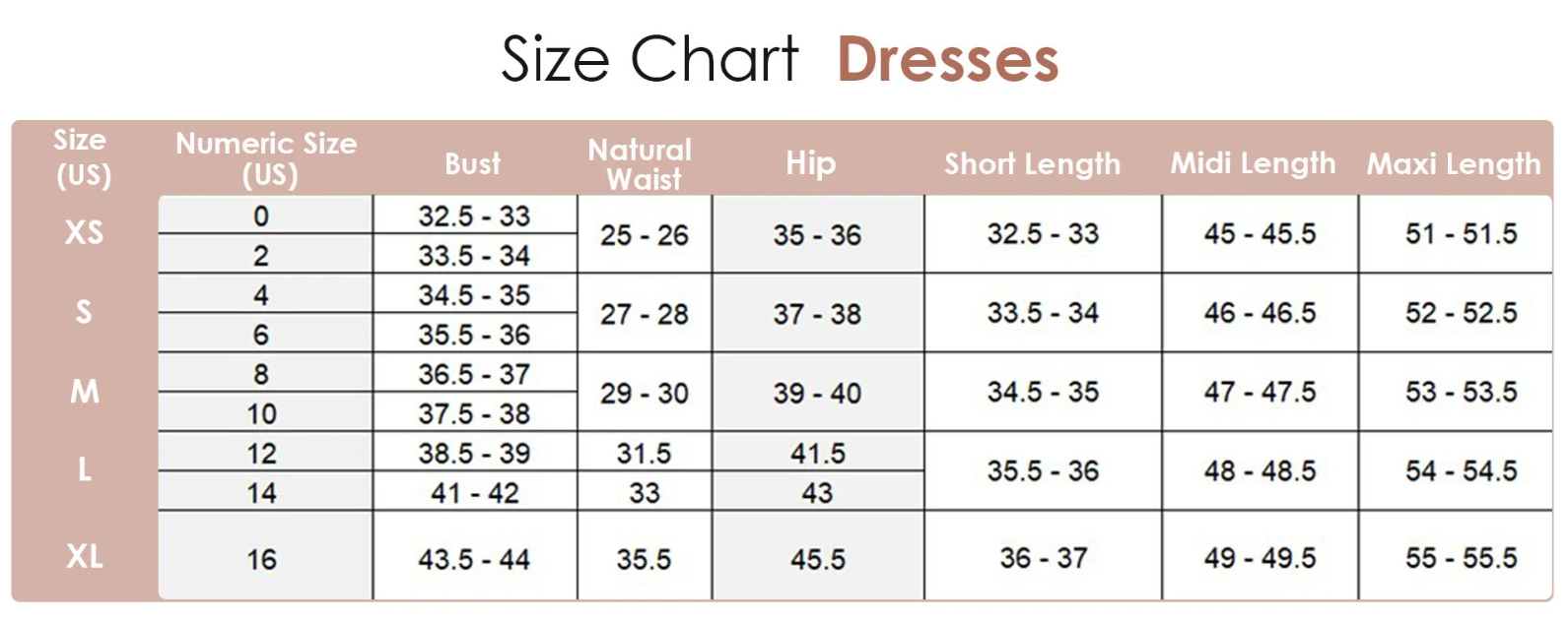 Size chart