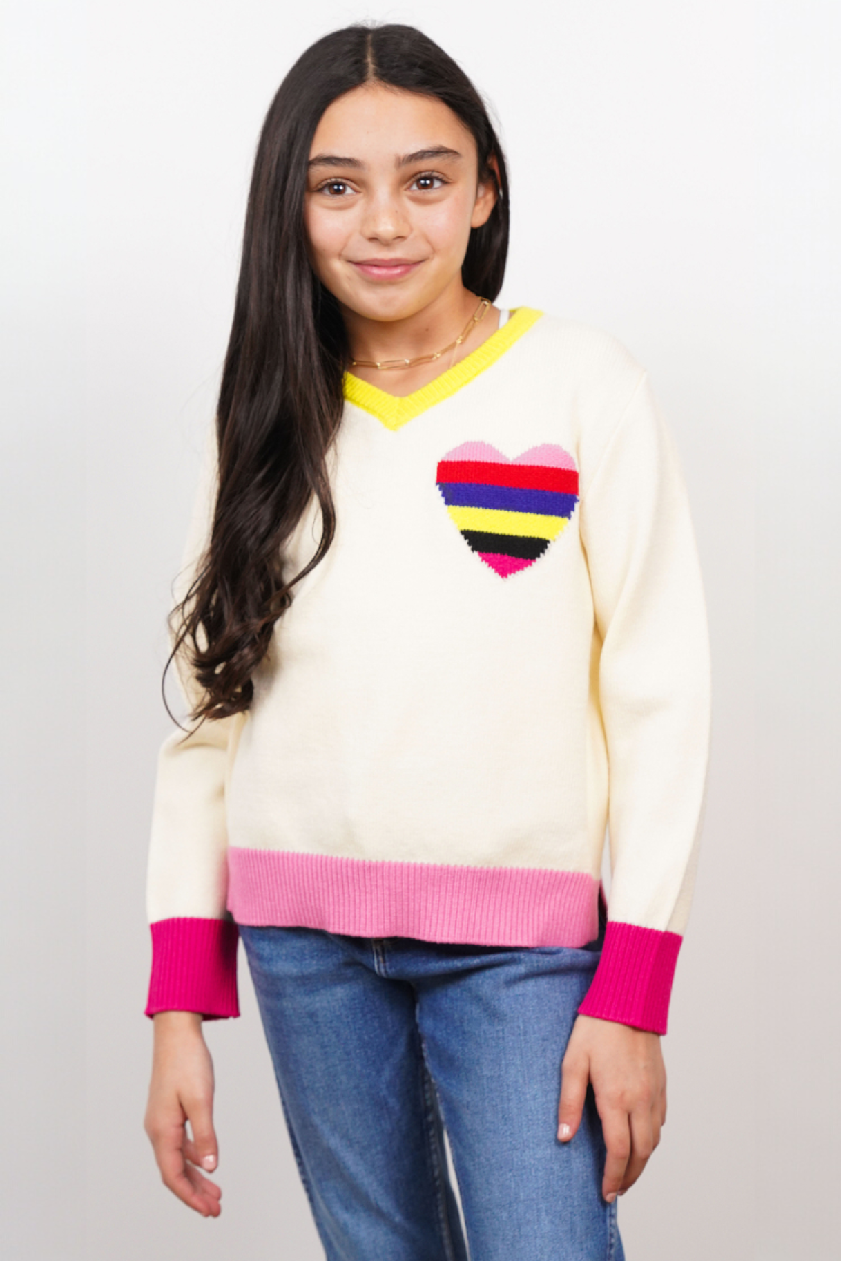 Cora Stripe Heart V-Neck