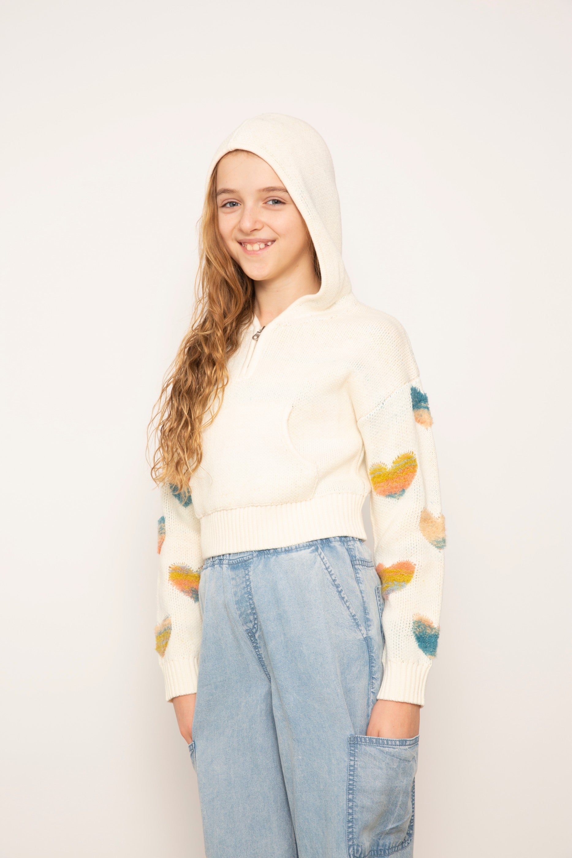 Janna Textured Hearts Hoodie