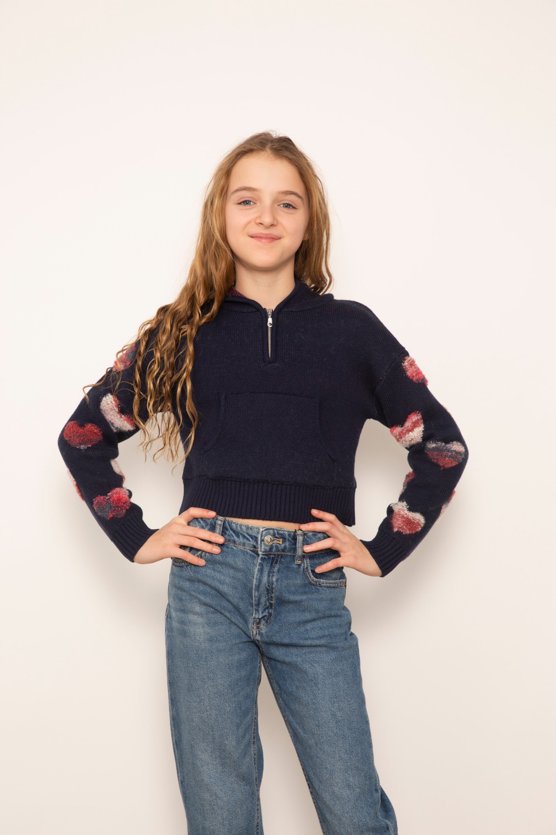 Janna Textured Hearts Hoodie