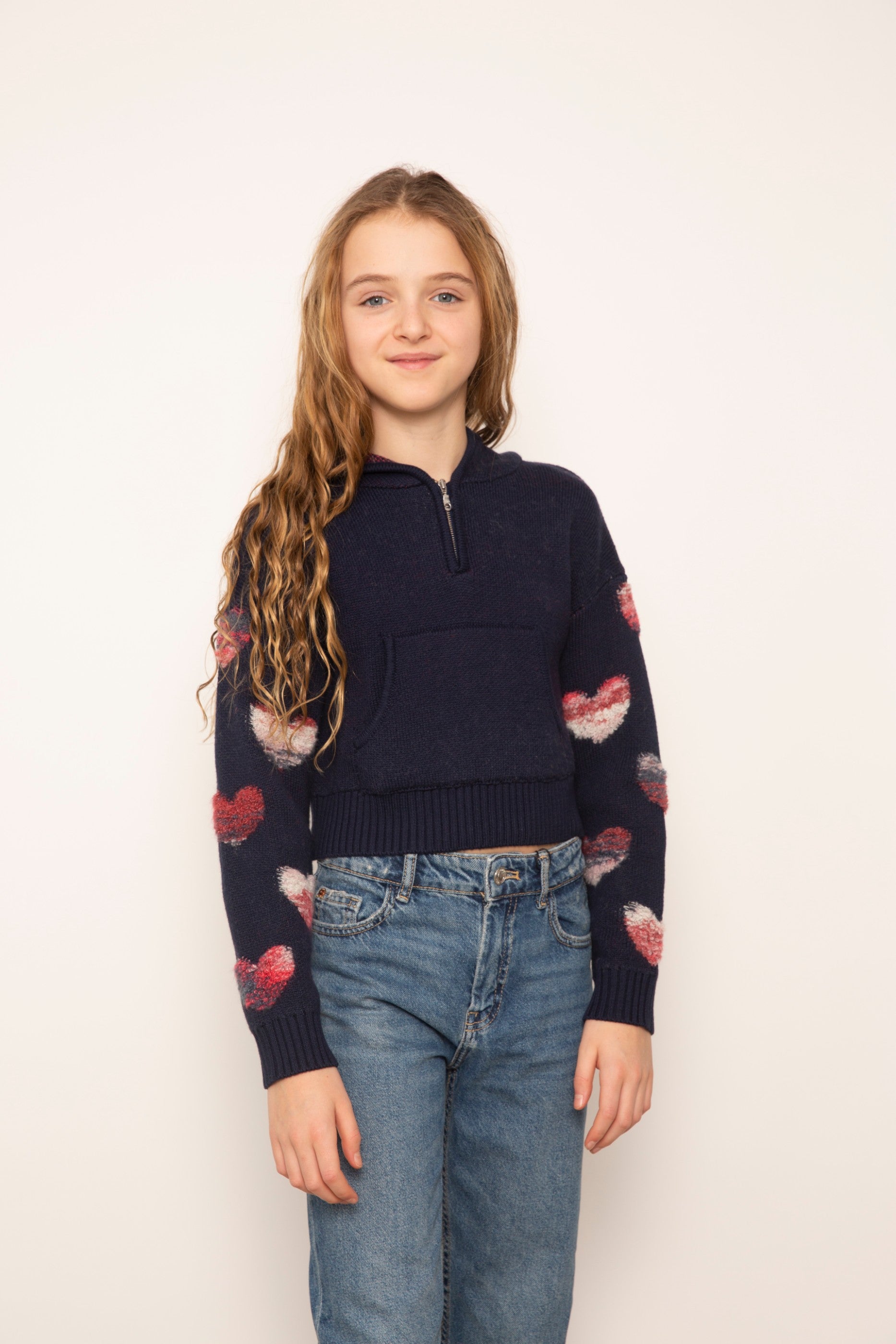 Janna Textured Hearts Hoodie