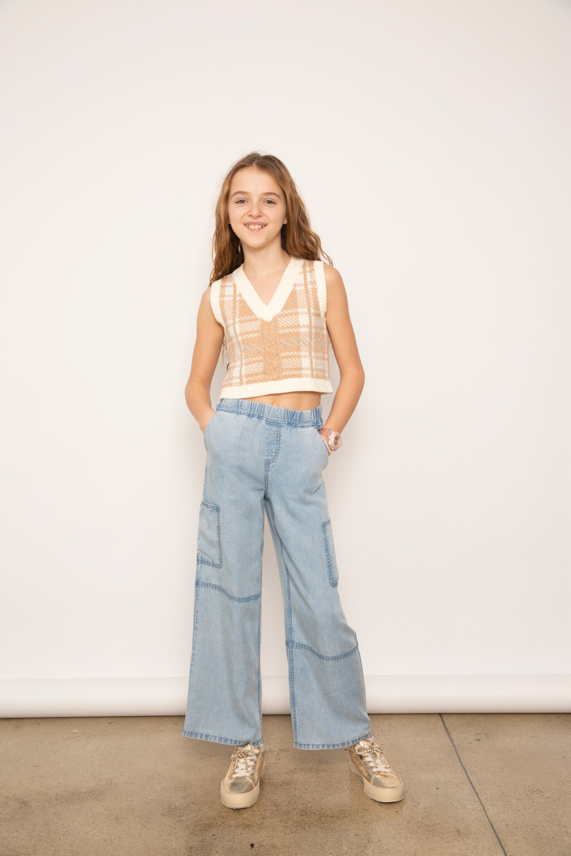 Ace Plaid Front Cropped Vest