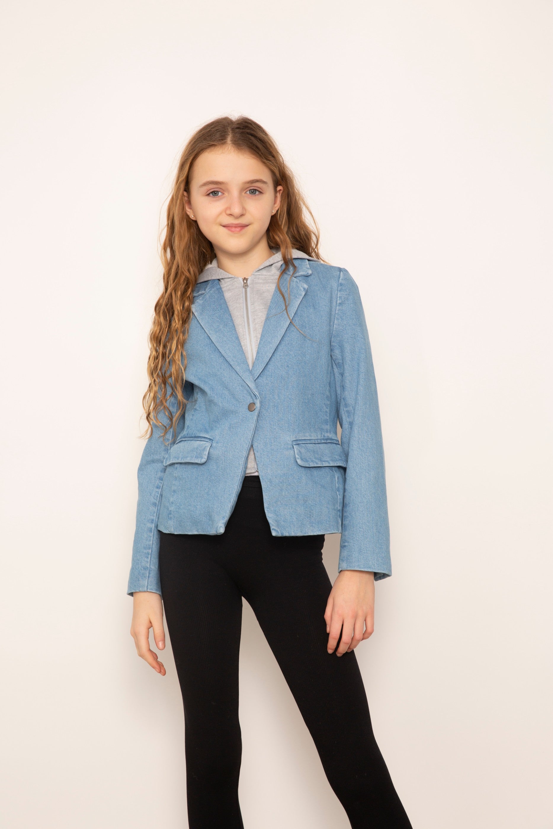 Mabel Denim Hooded Blazer