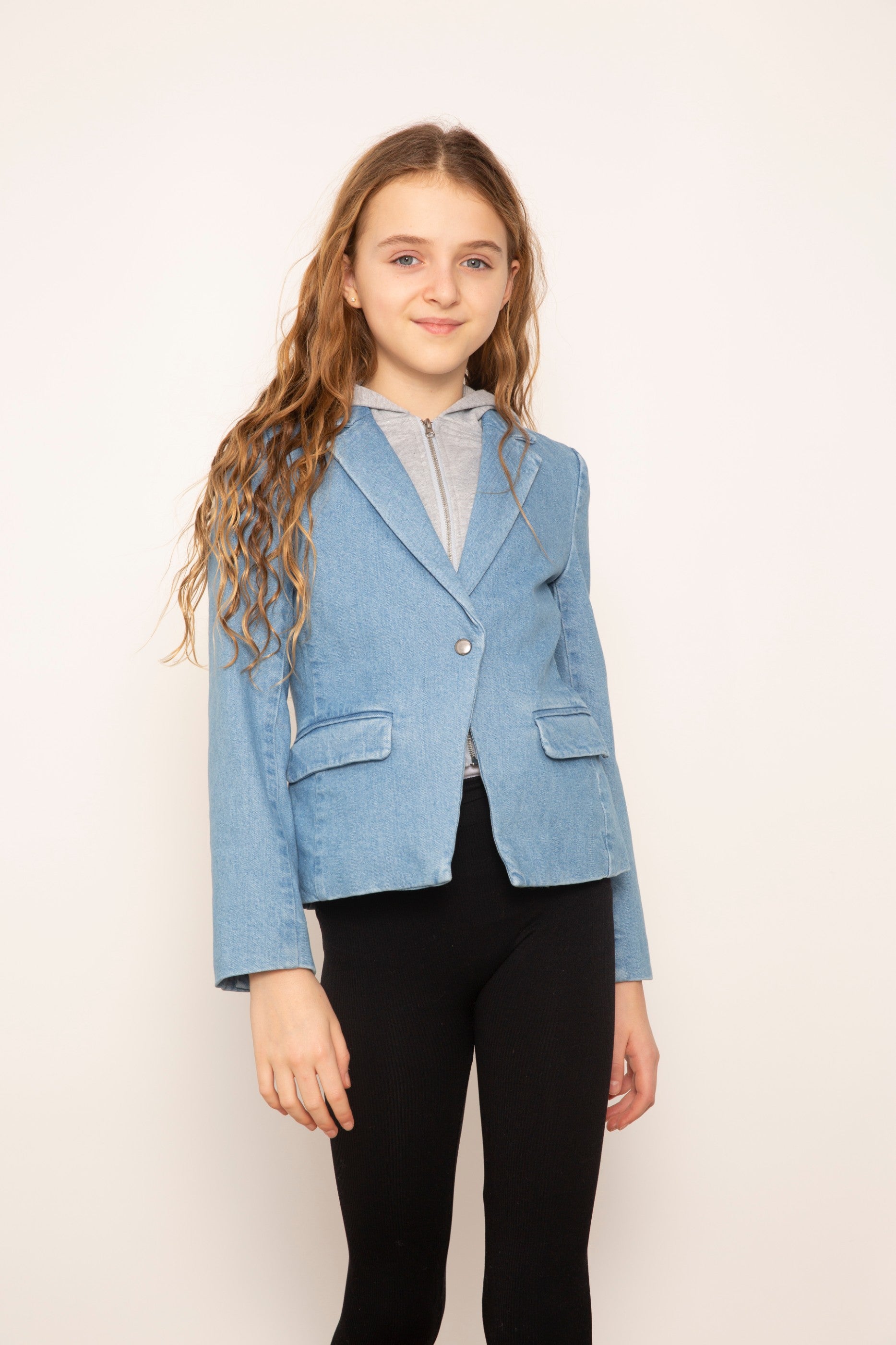 Mabel Denim Hooded Blazer
