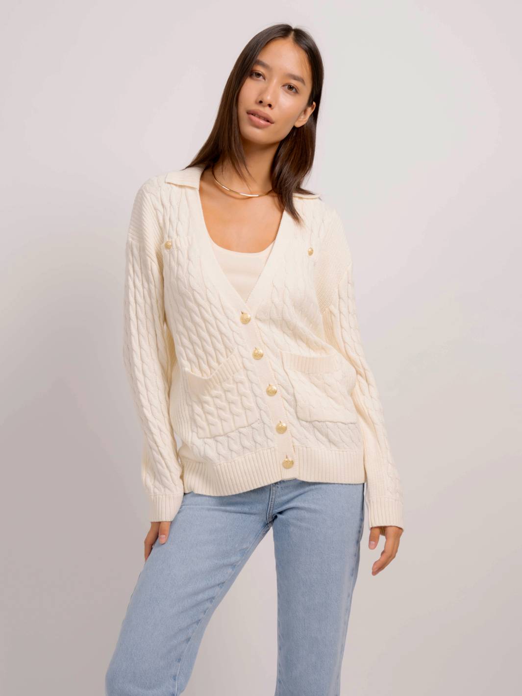 Dawson Nautical Cable Collared Cardigan