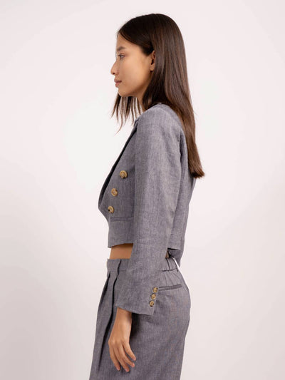 Chandler cropped Faux Db Suiting Blazer