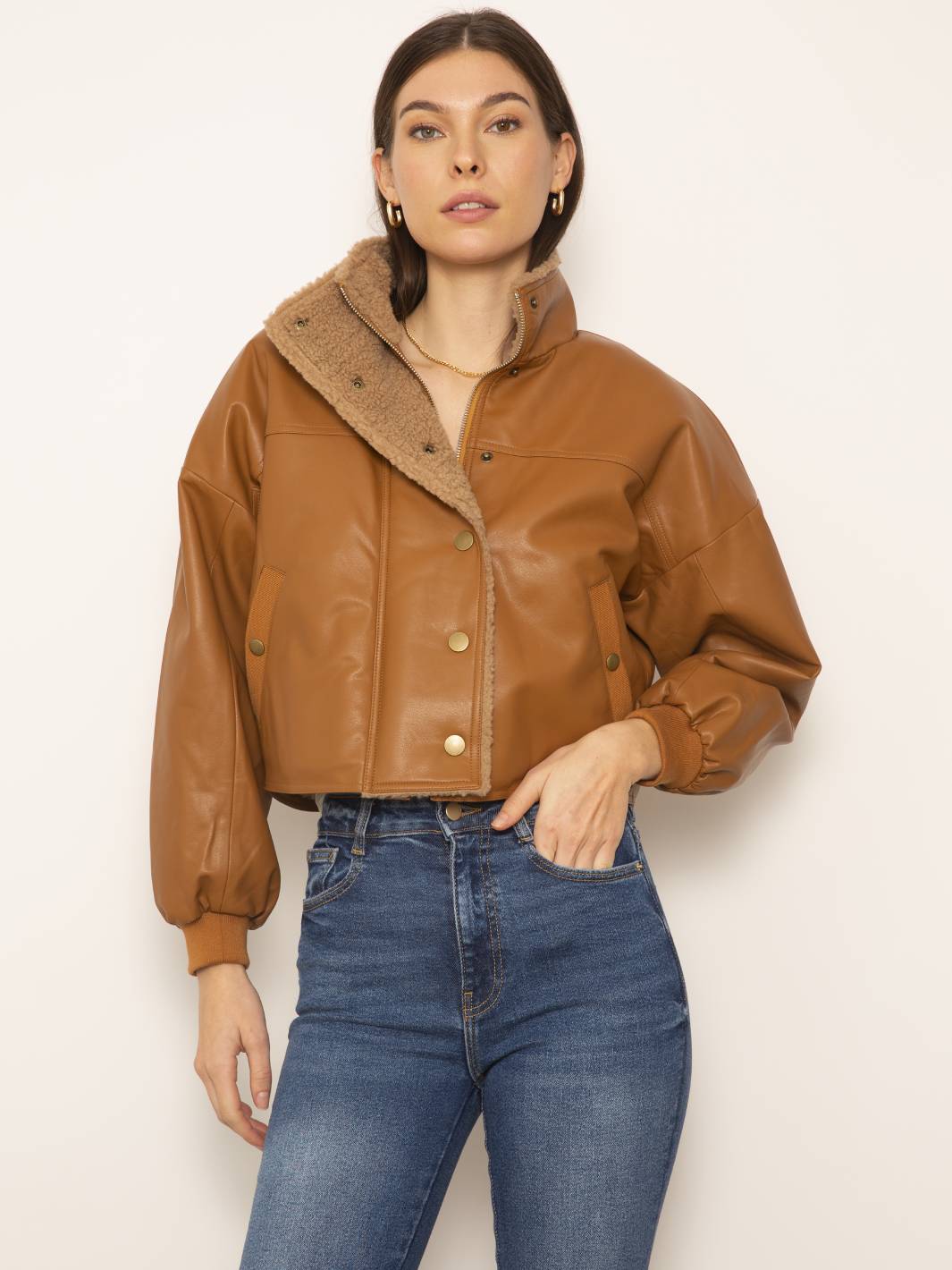 Flora Cropped Leather Jacket