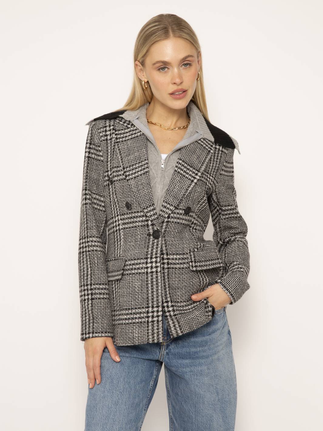 Odette Oversized Blazer with Chunky Knit Dickey