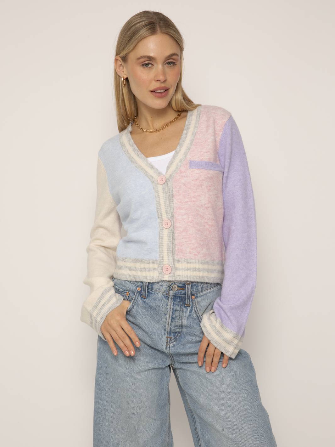 Maia Varsity Colorblock Cardigan