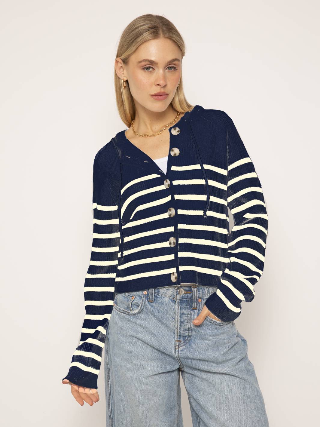 Maple  Striped Dickey Sweater Jacket