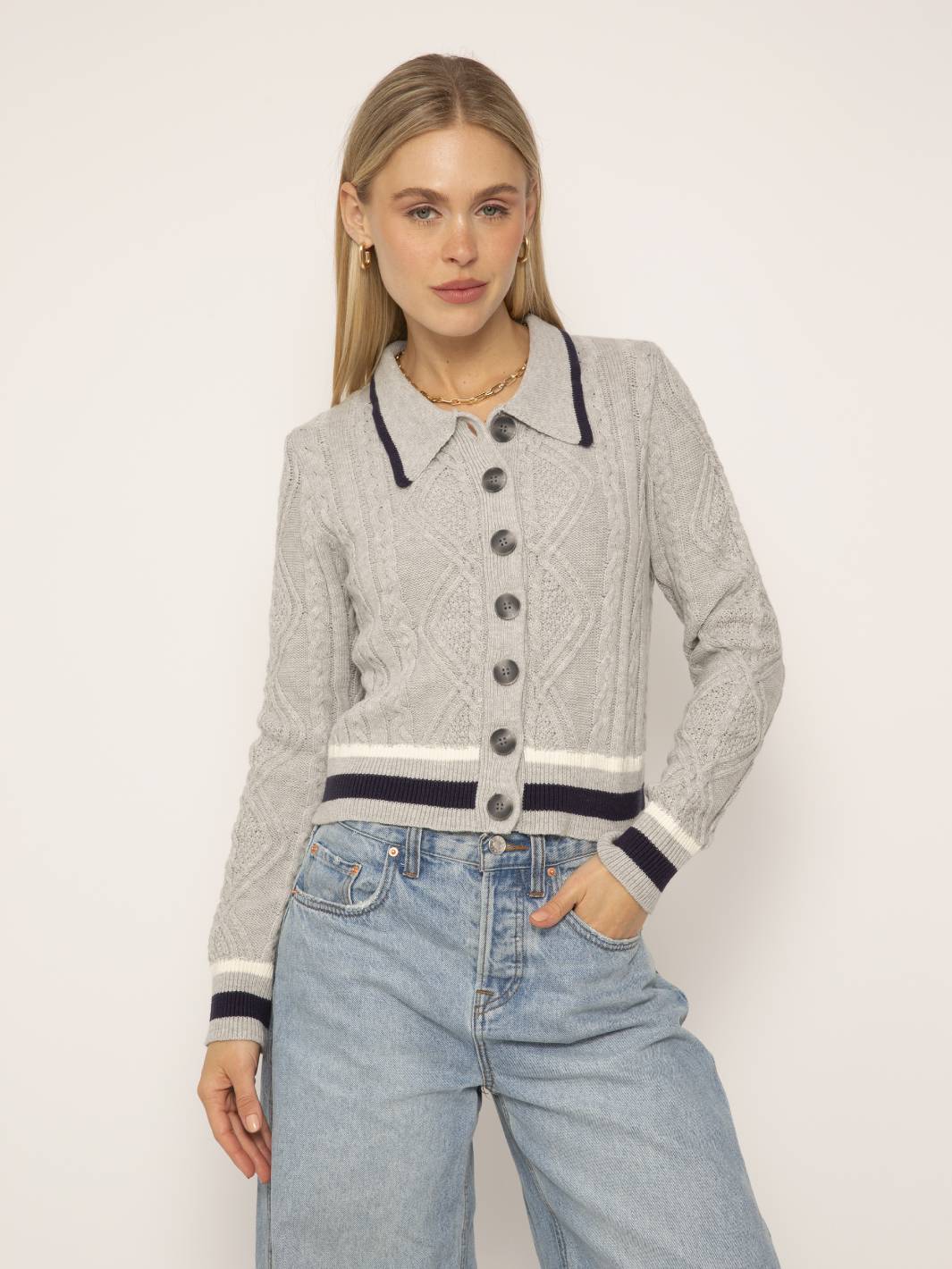 Kisa Cable Collared Sweater