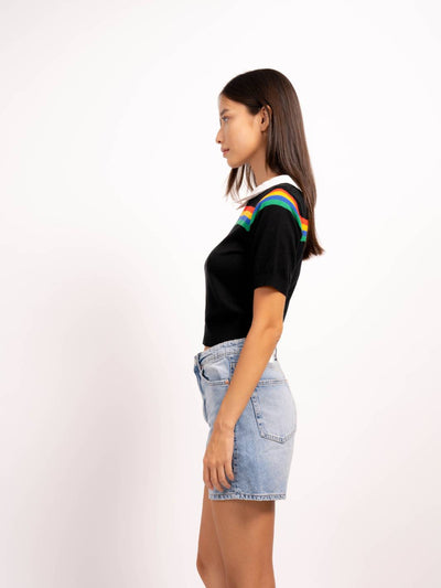 Arie Rainbow Stripe Short Sleeve Polo