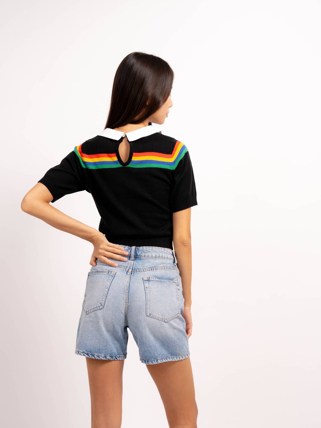 Arie Rainbow Stripe Short Sleeve Polo