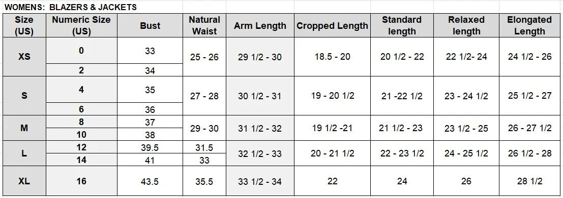 Size chart